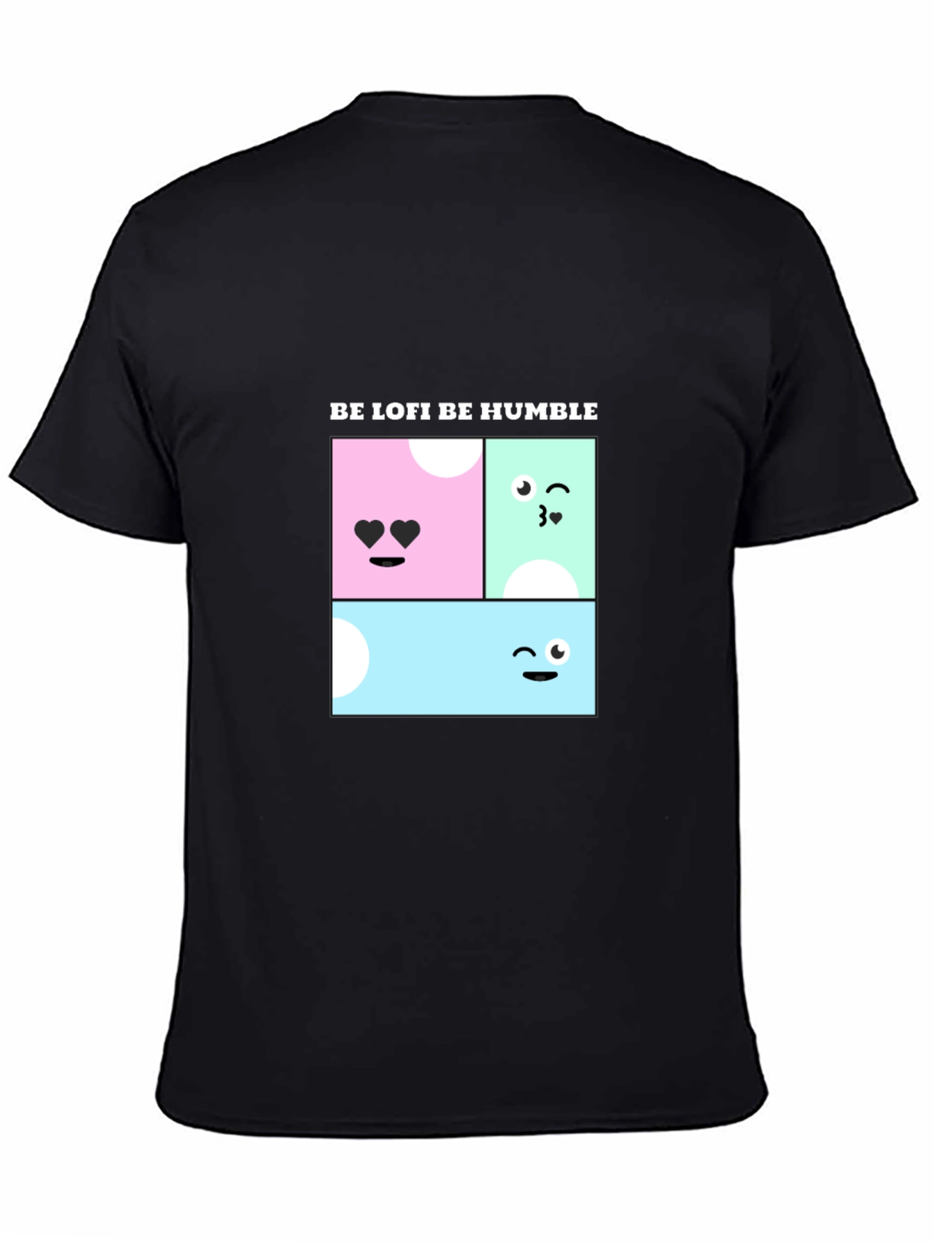 Be Lofi Be Humble Black T-Shirt with Kawaii Design