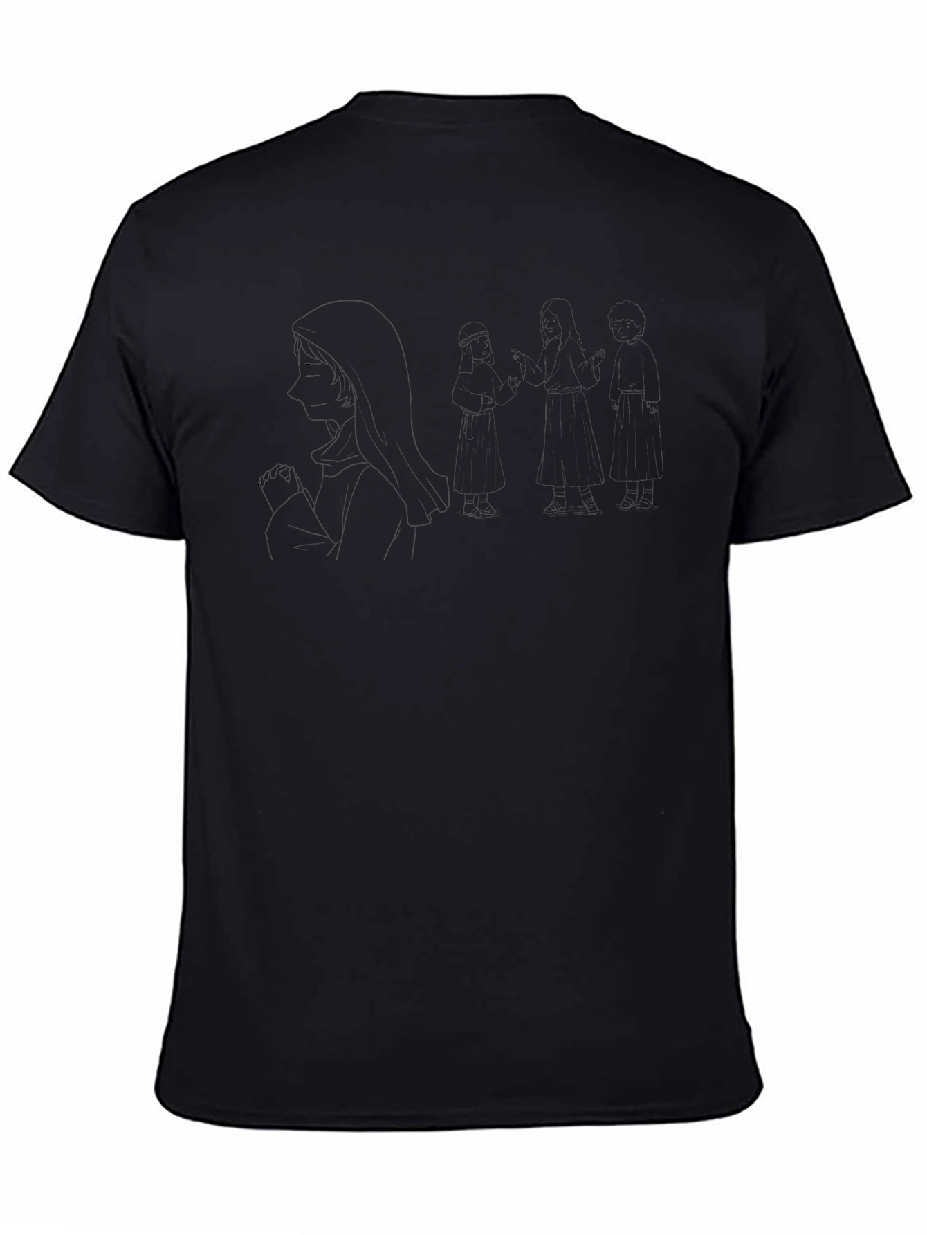 Black Graphic Tee with Anime Design
