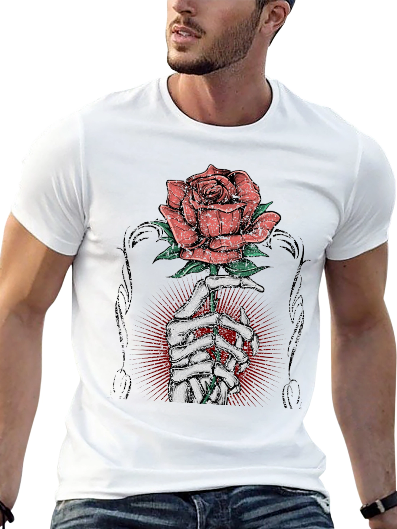 Rose & Bones Graphic Tee - Mens Black T-Shirt