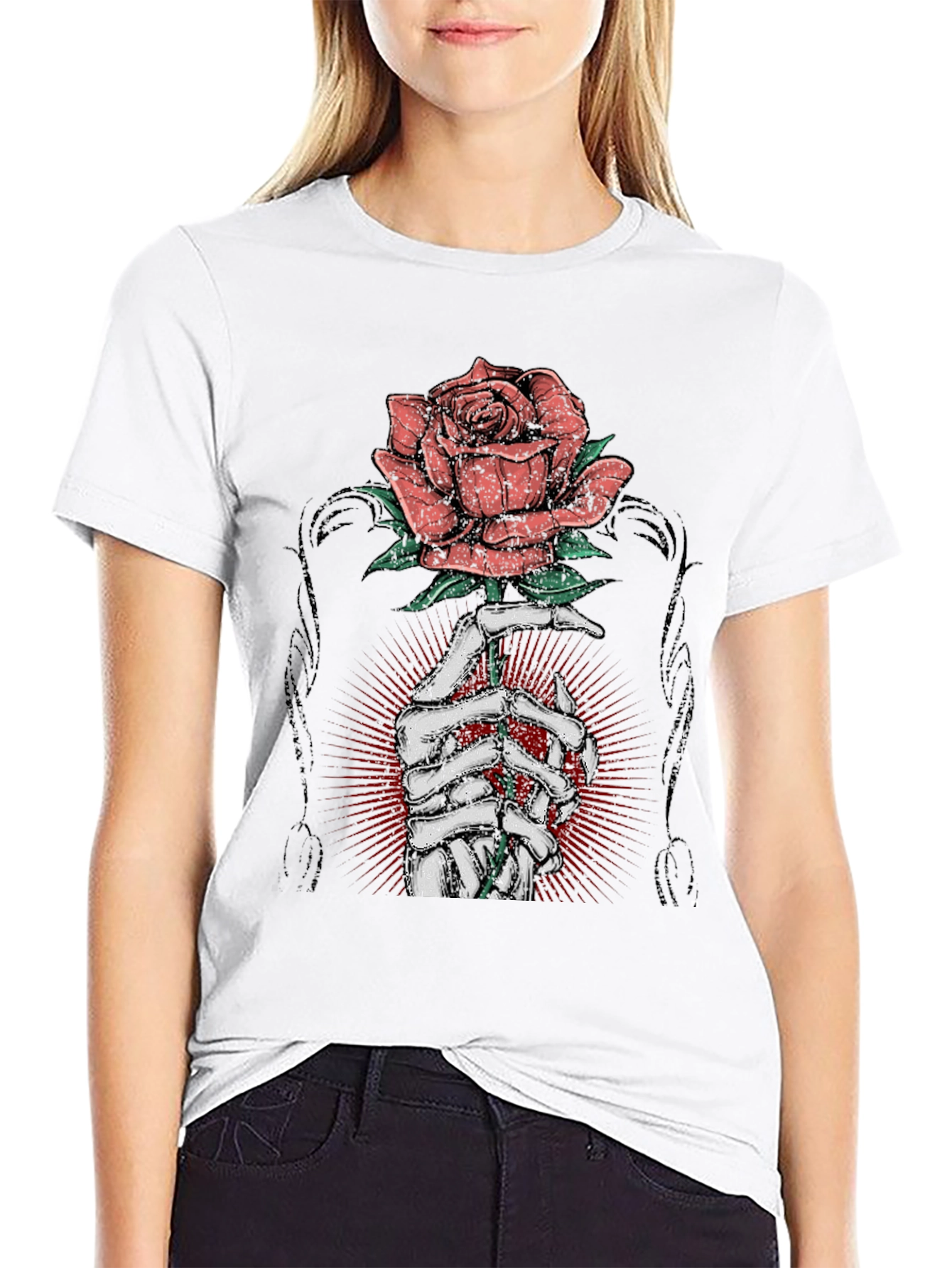 Rose & Bones Graphic Tee - Mens Black T-Shirt