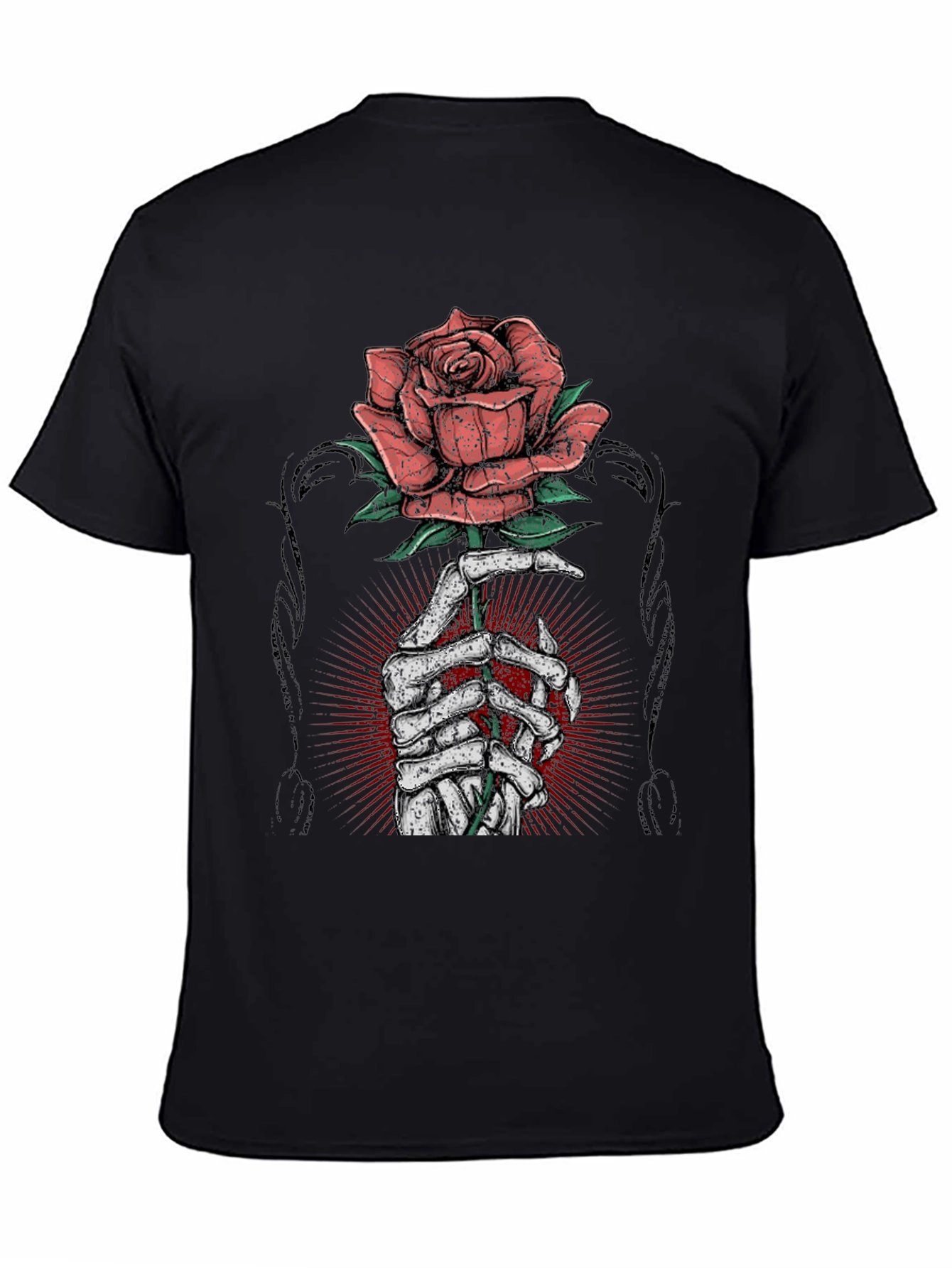 Rose & Bones Graphic Tee - Mens Black T-Shirt