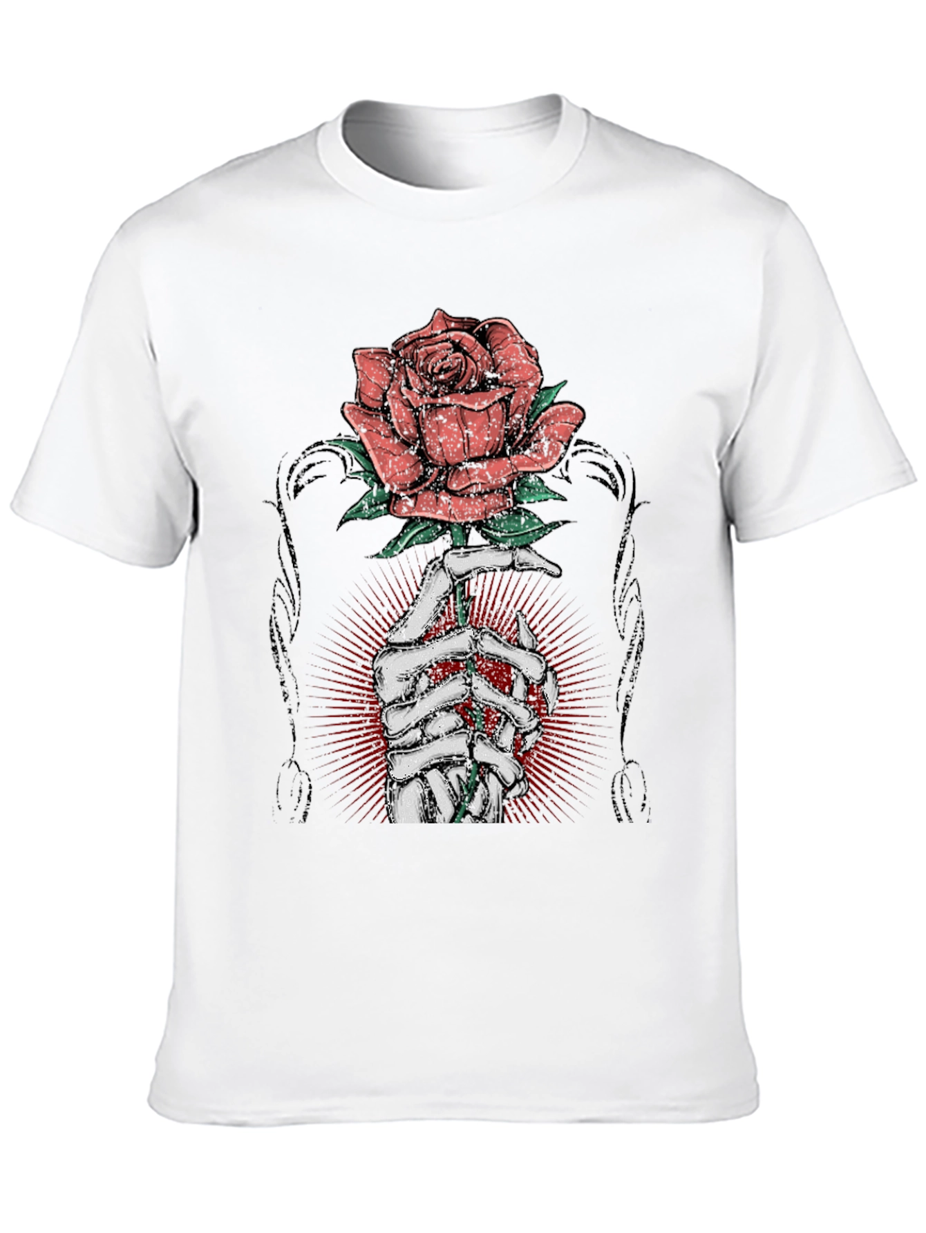 Rose & Bones Graphic Tee - Mens Black T-Shirt
