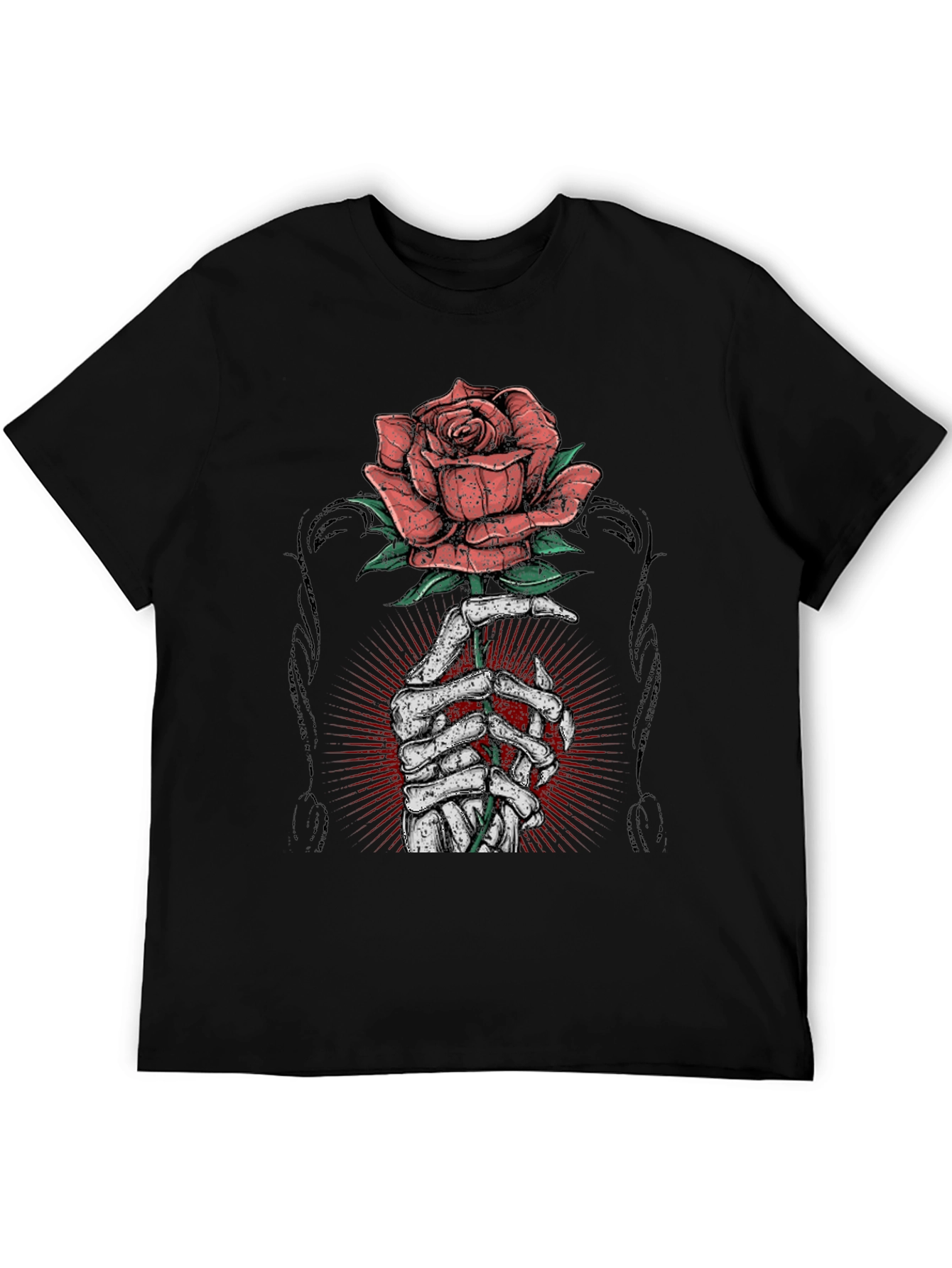 Rose & Bones Graphic Tee - Mens Black T-Shirt