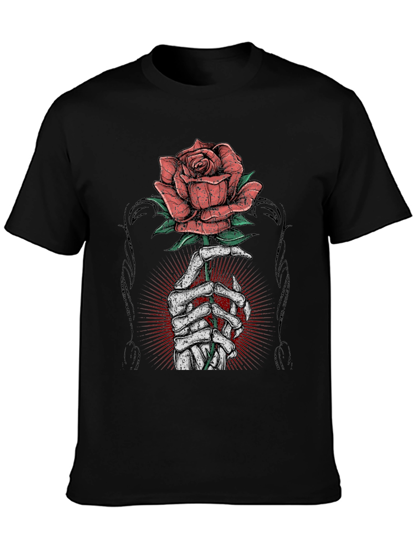 Rose & Bones Graphic Tee - Mens Black T-Shirt