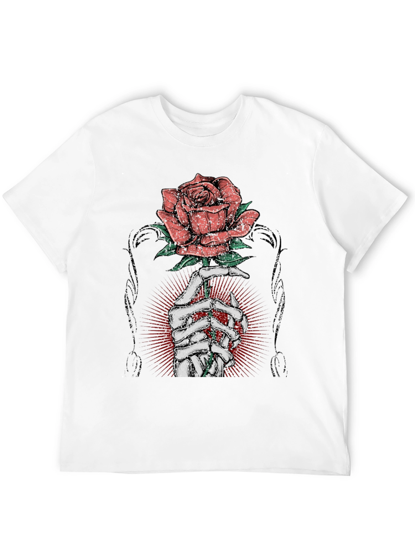 Rose & Bones Graphic Tee - Mens Black T-Shirt