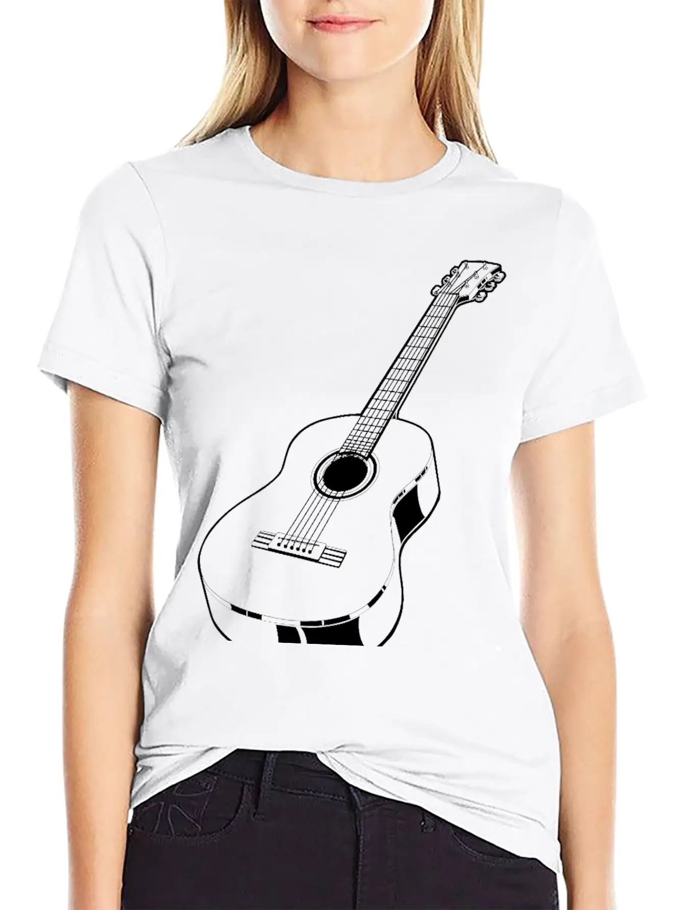 Realistic Acoustic Guitar Unisex Casual T-Shirt – Clean Design For Daily Comfort
