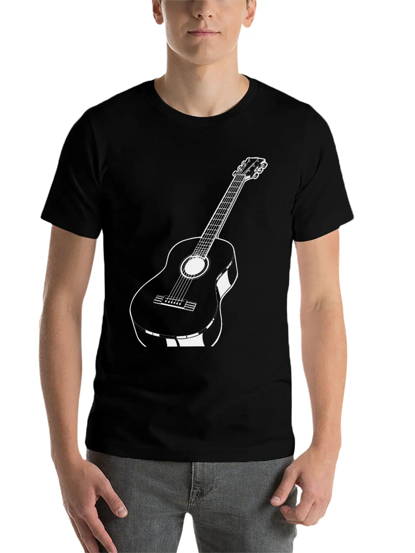 Realistic Acoustic Guitar Unisex Casual T-Shirt – Clean Design For Daily Comfort