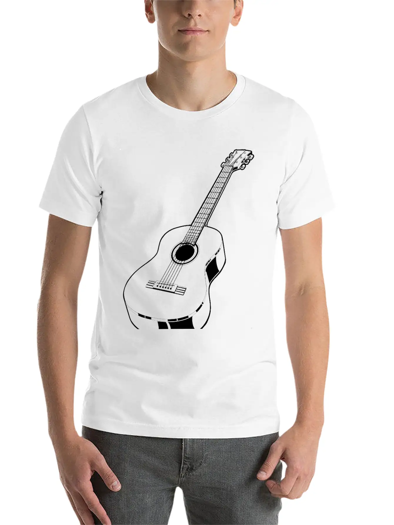 Realistic Acoustic Guitar Unisex Casual T-Shirt – Clean Design For Daily Comfort