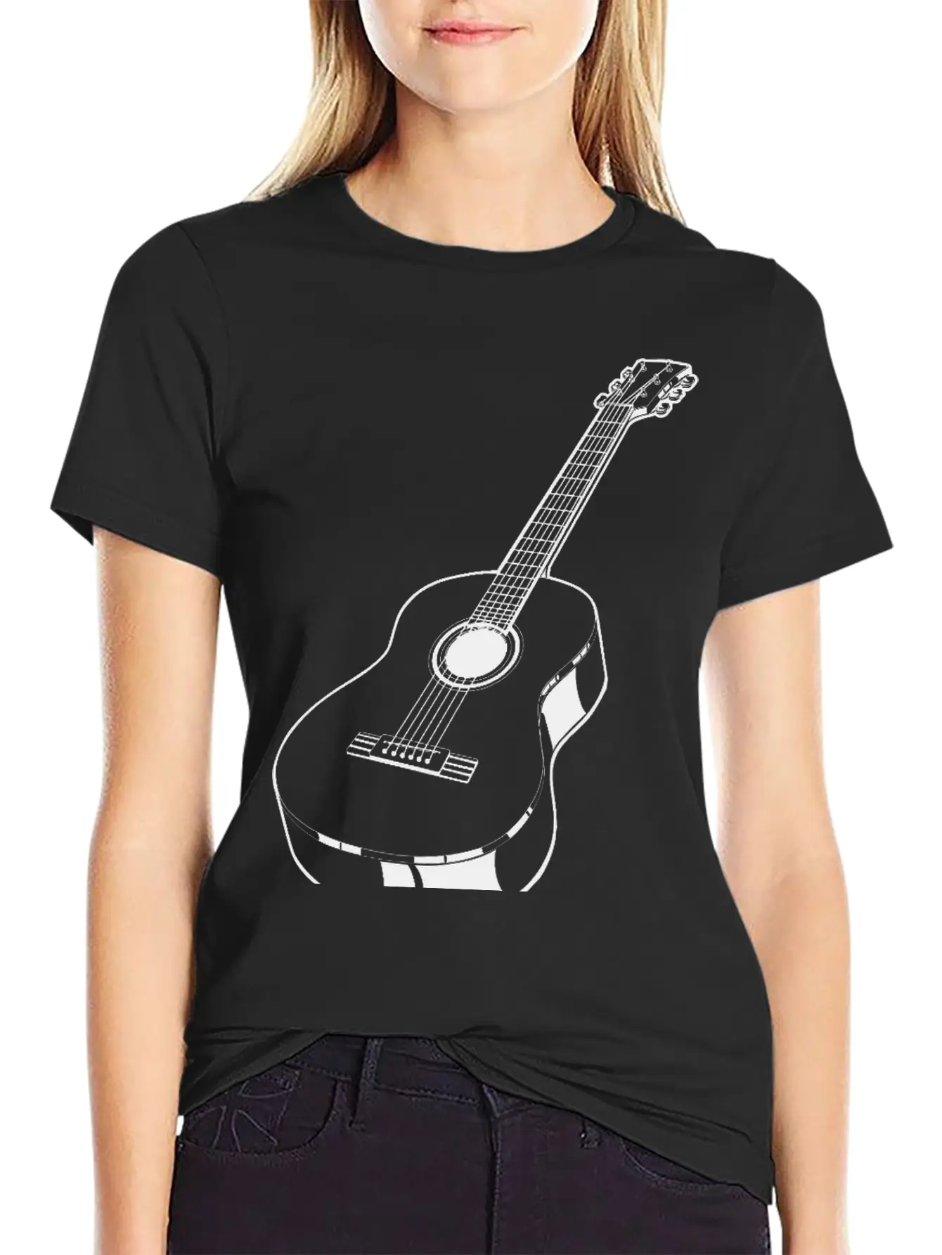 Realistic Acoustic Guitar Unisex Casual T-Shirt – Clean Design For Daily Comfort