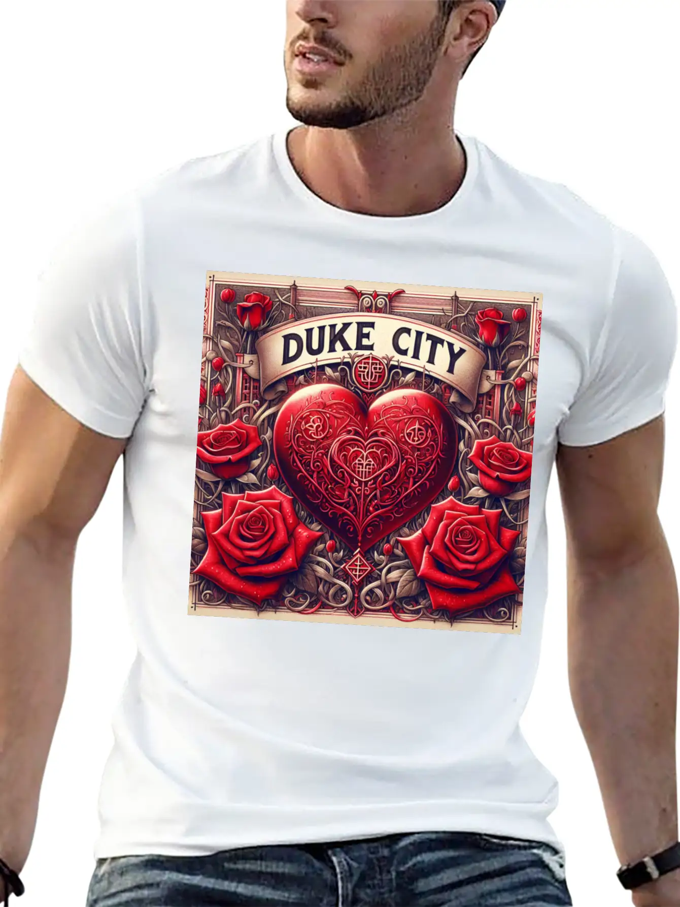 Red Heart With Roses Unisex Casual T-Shirt – Clean Design For Daily Comfort