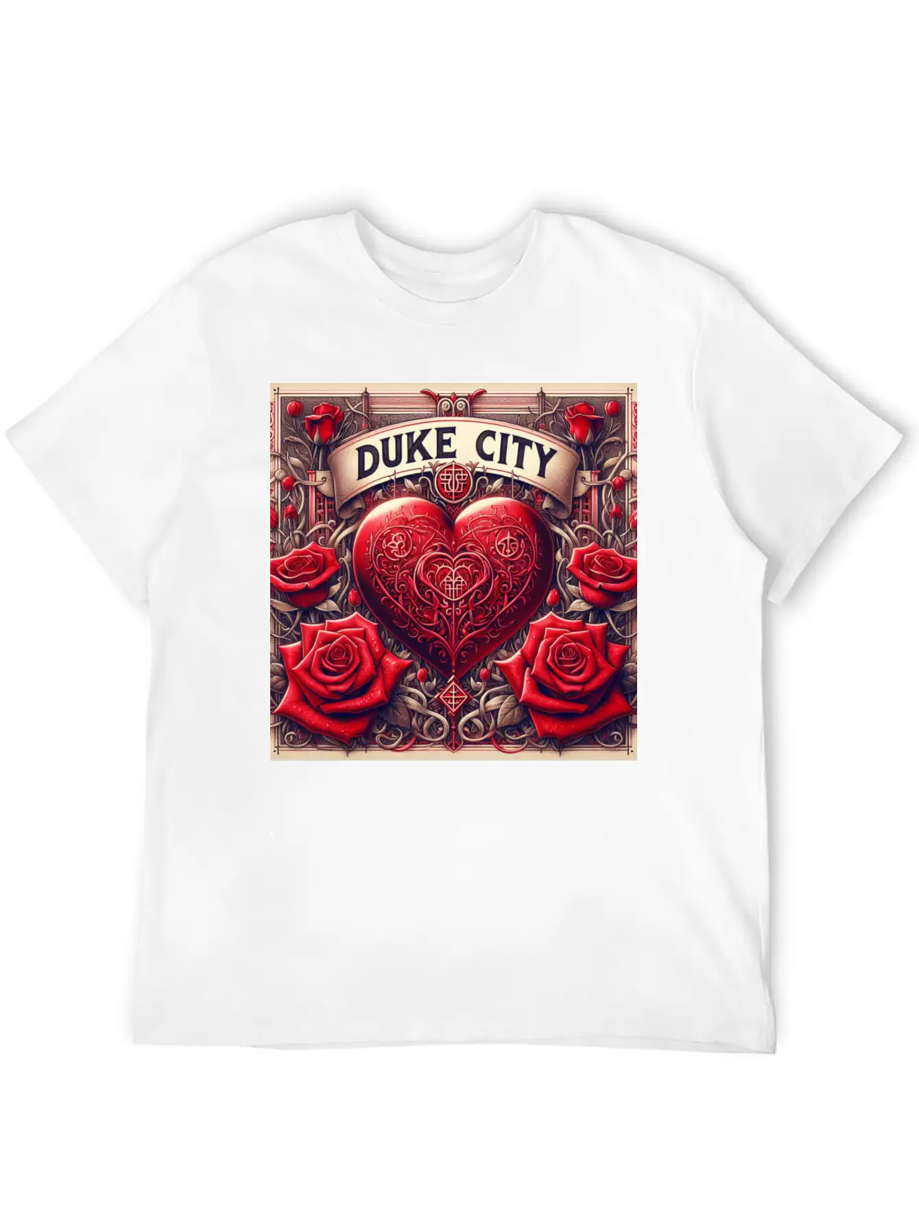 Red Heart With Roses Unisex Casual T-Shirt – Clean Design For Daily Comfort