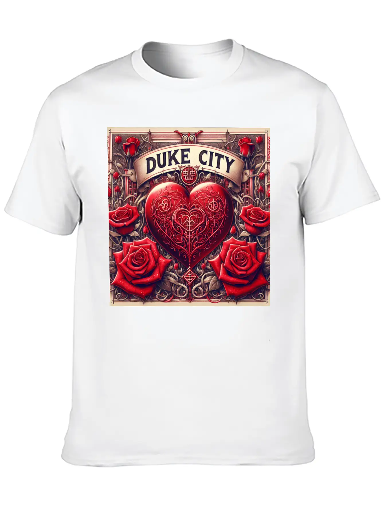 Red Heart With Roses Unisex Casual T-Shirt – Clean Design For Daily Comfort