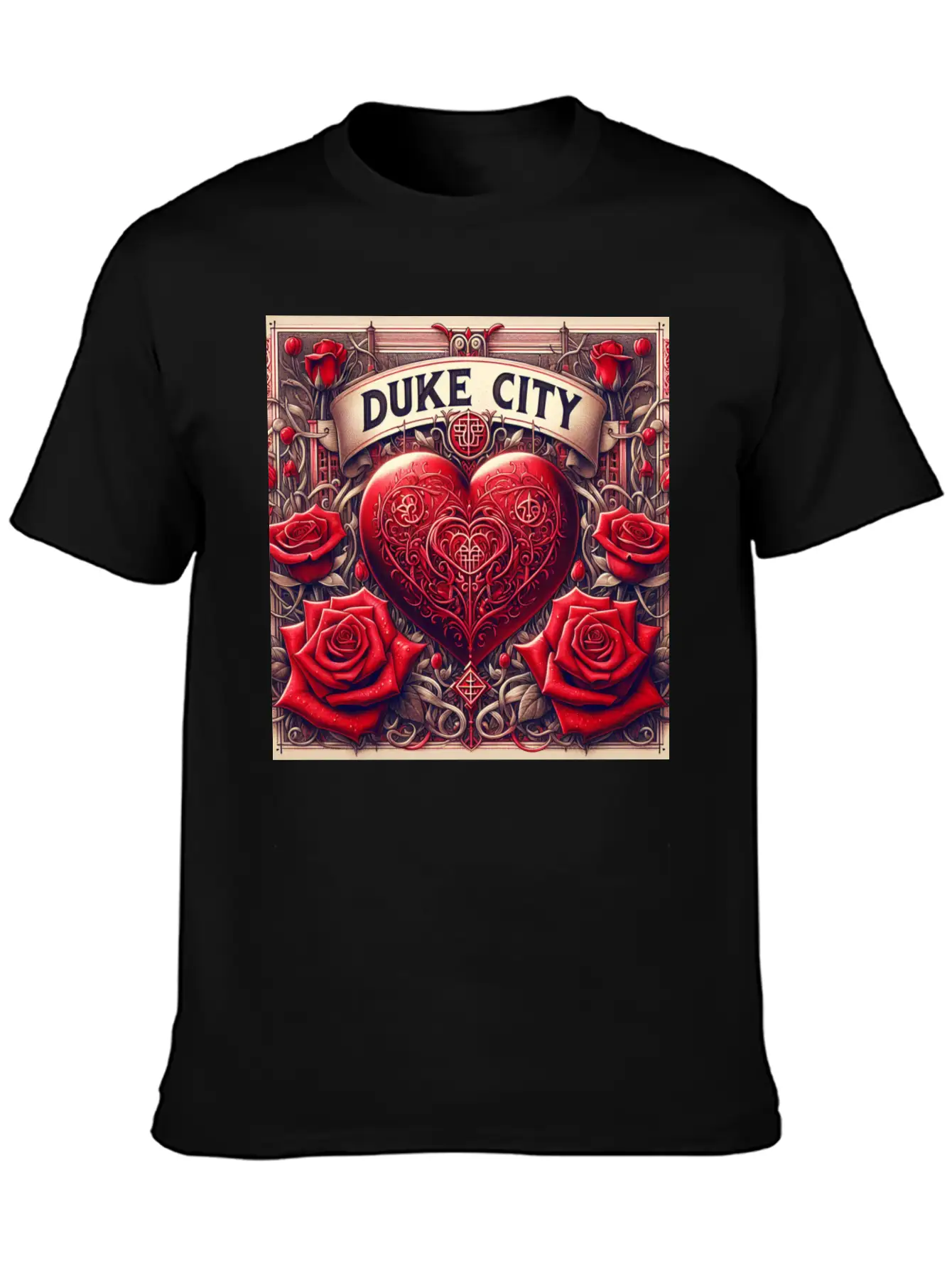 Red Heart With Roses Unisex Casual T-Shirt – Clean Design For Daily Comfort