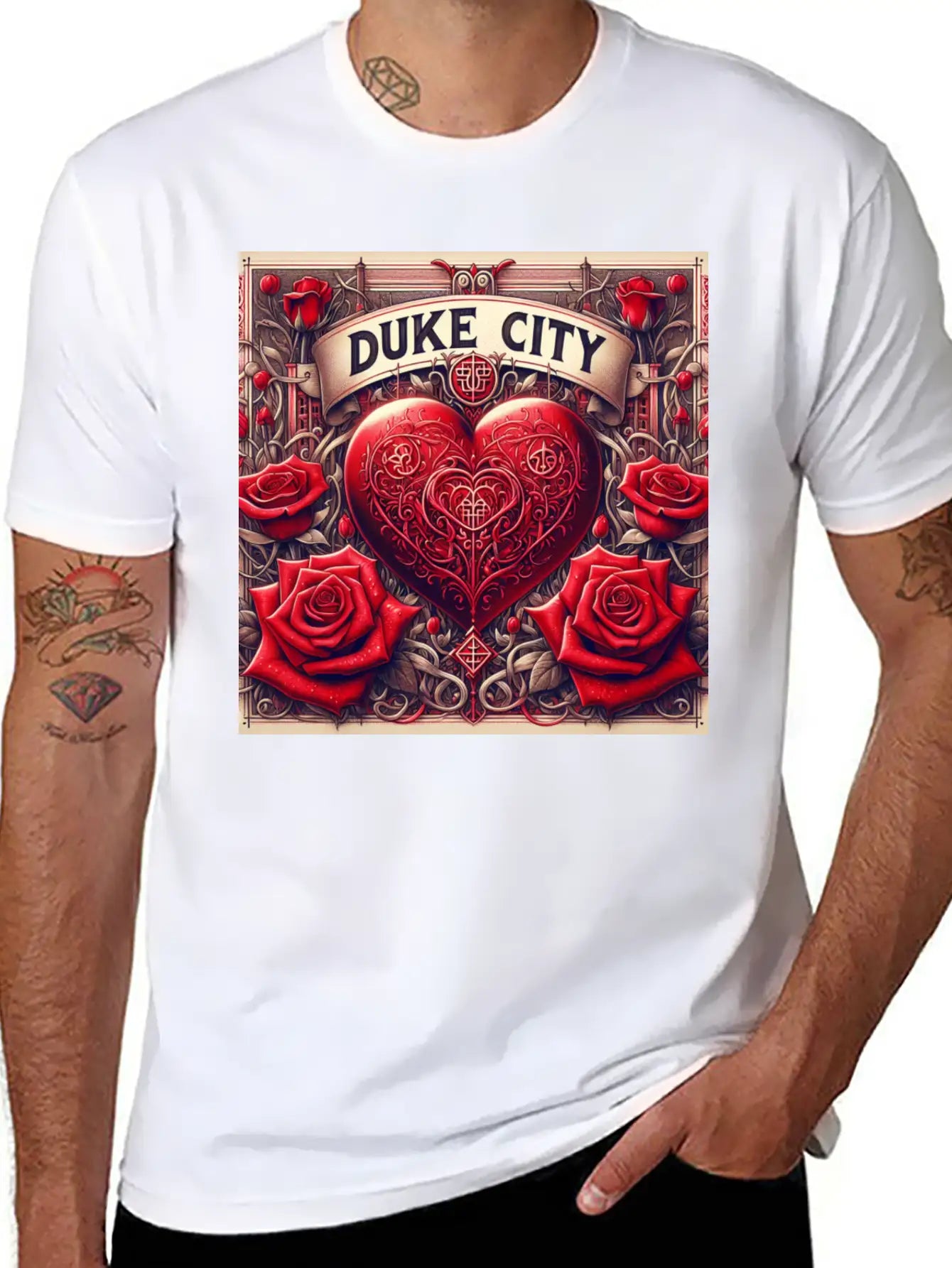 Red Heart With Roses Unisex Casual T-Shirt – Clean Design For Daily Comfort