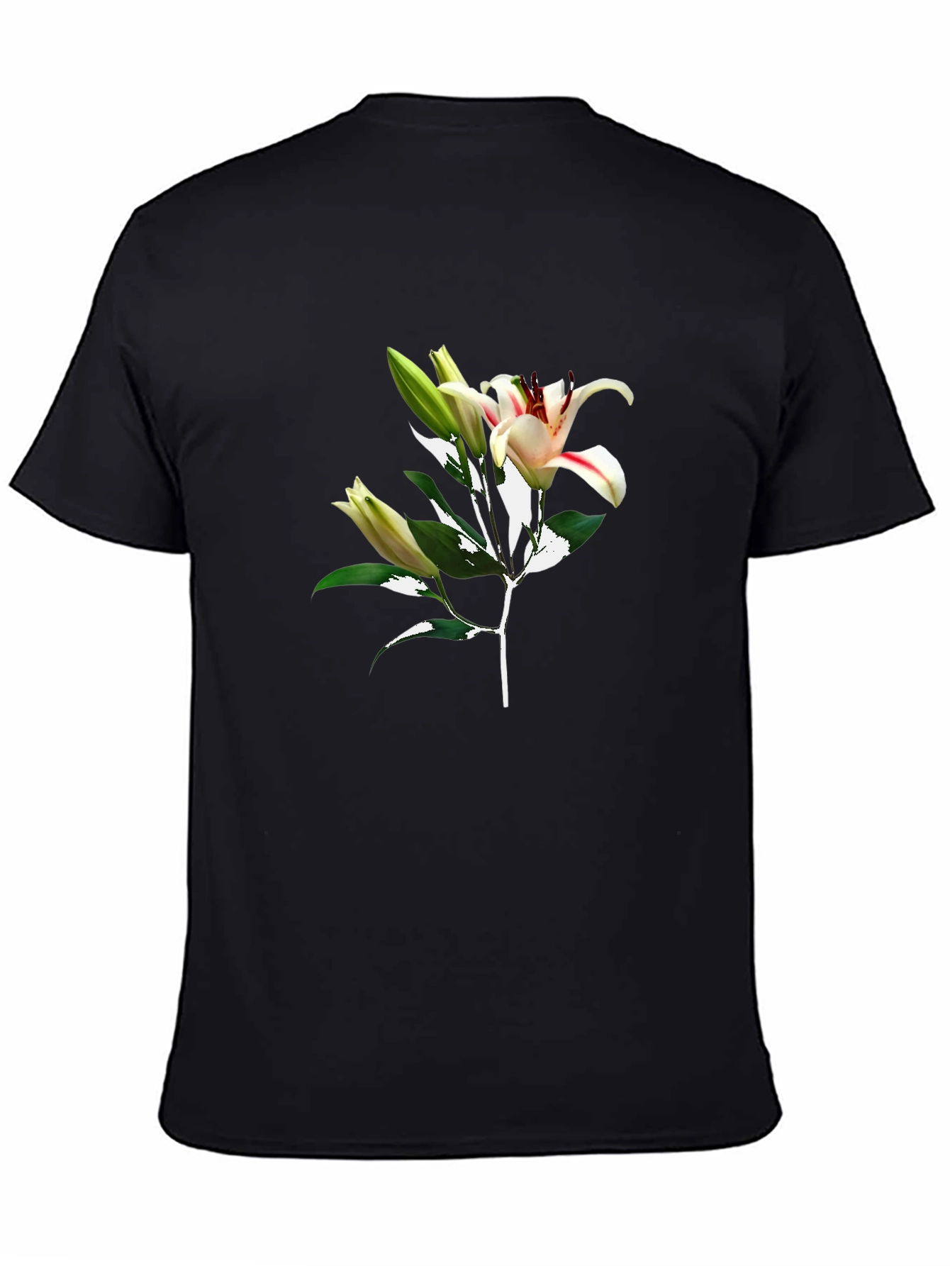 Floral Lily Graphic Black T-Shirt
