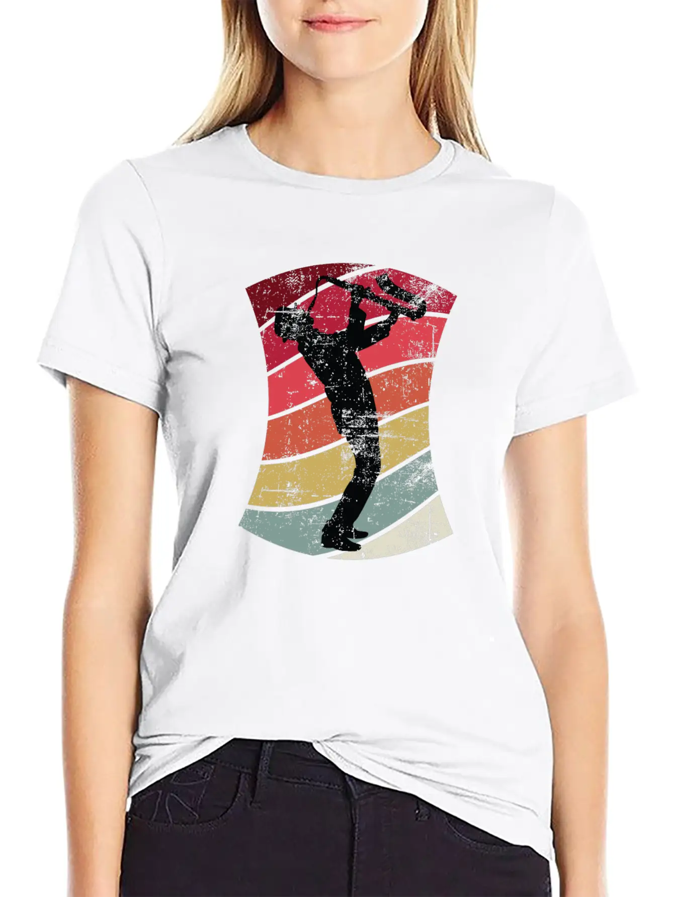 Retro Jazz Saxophone Player Unisex Casual T-Shirt – Clean Design For Daily Comfort