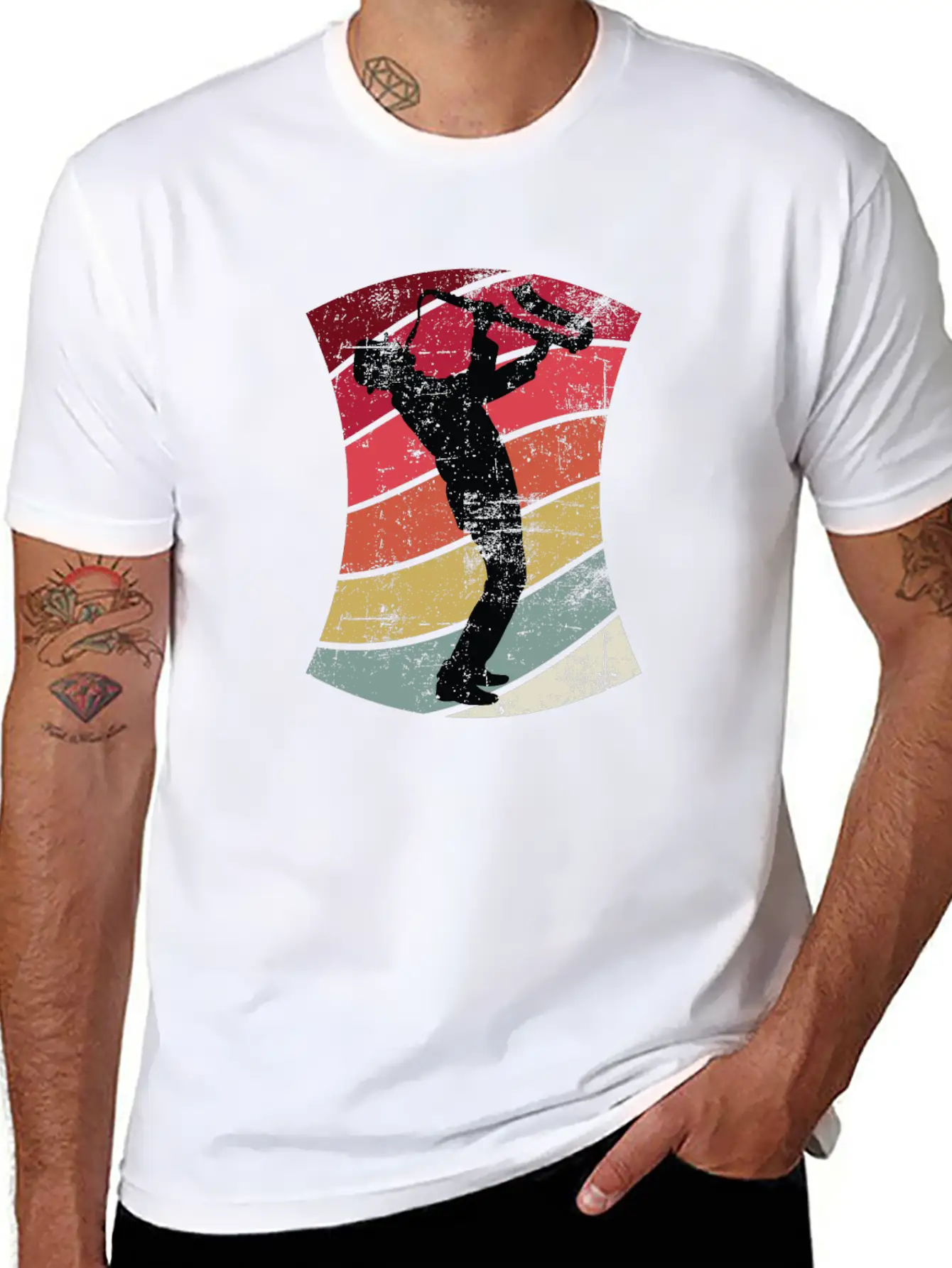Retro Jazz Saxophone Player Unisex Casual T-Shirt – Clean Design For Daily Comfort