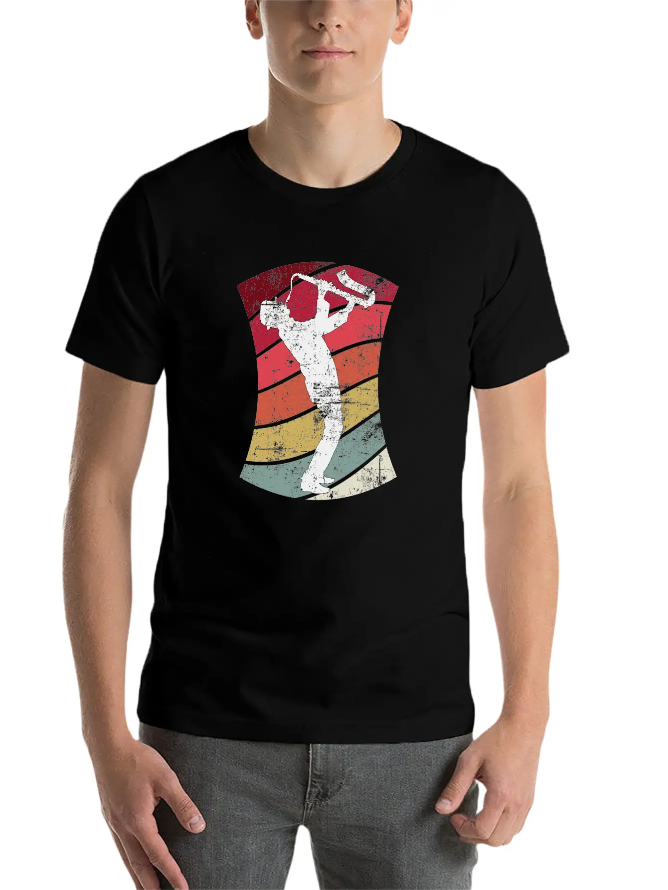 Retro Jazz Saxophone Player Unisex Casual T-Shirt – Clean Design For Daily Comfort