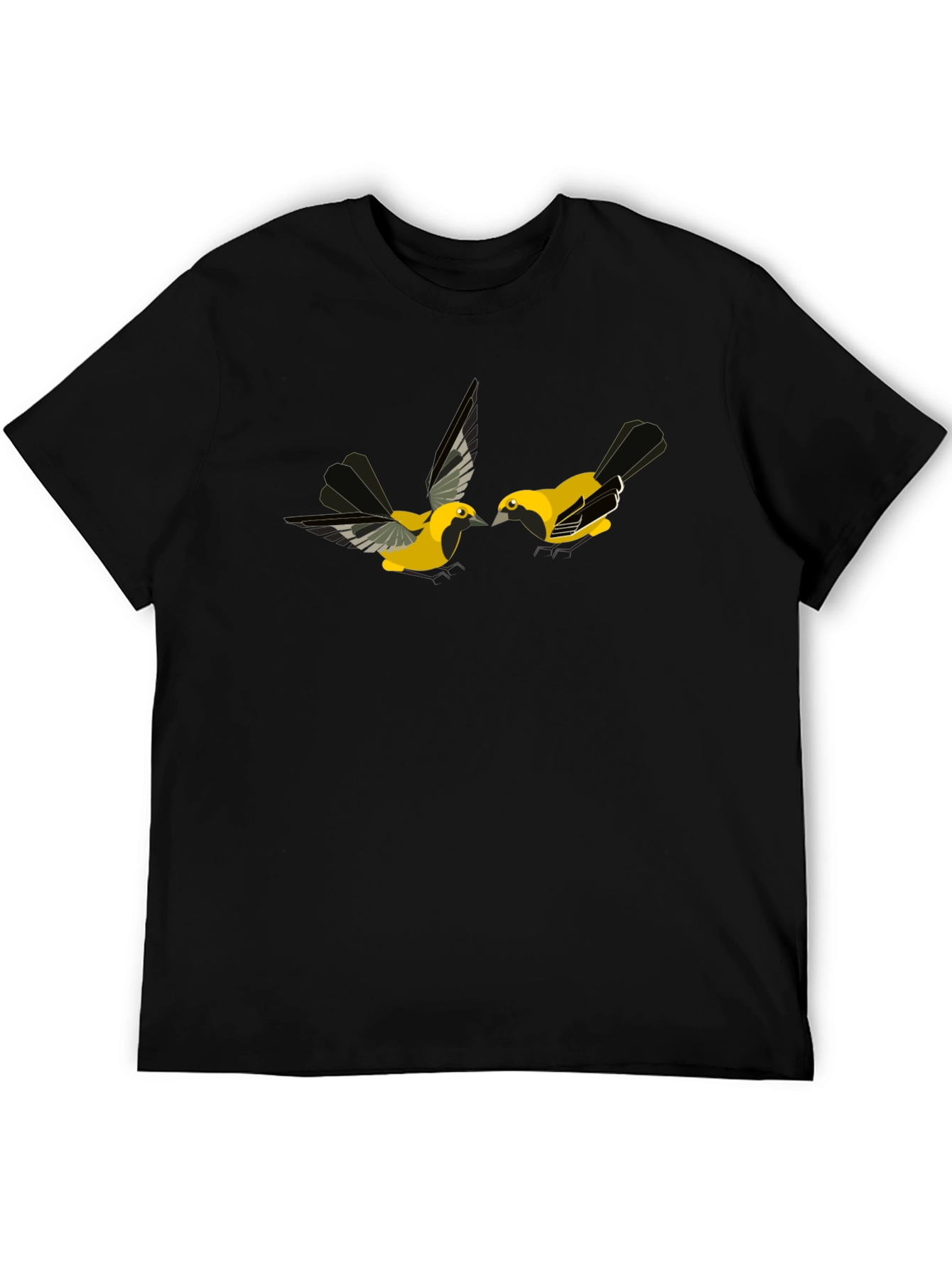 Black T-Shirt with Bird Design
