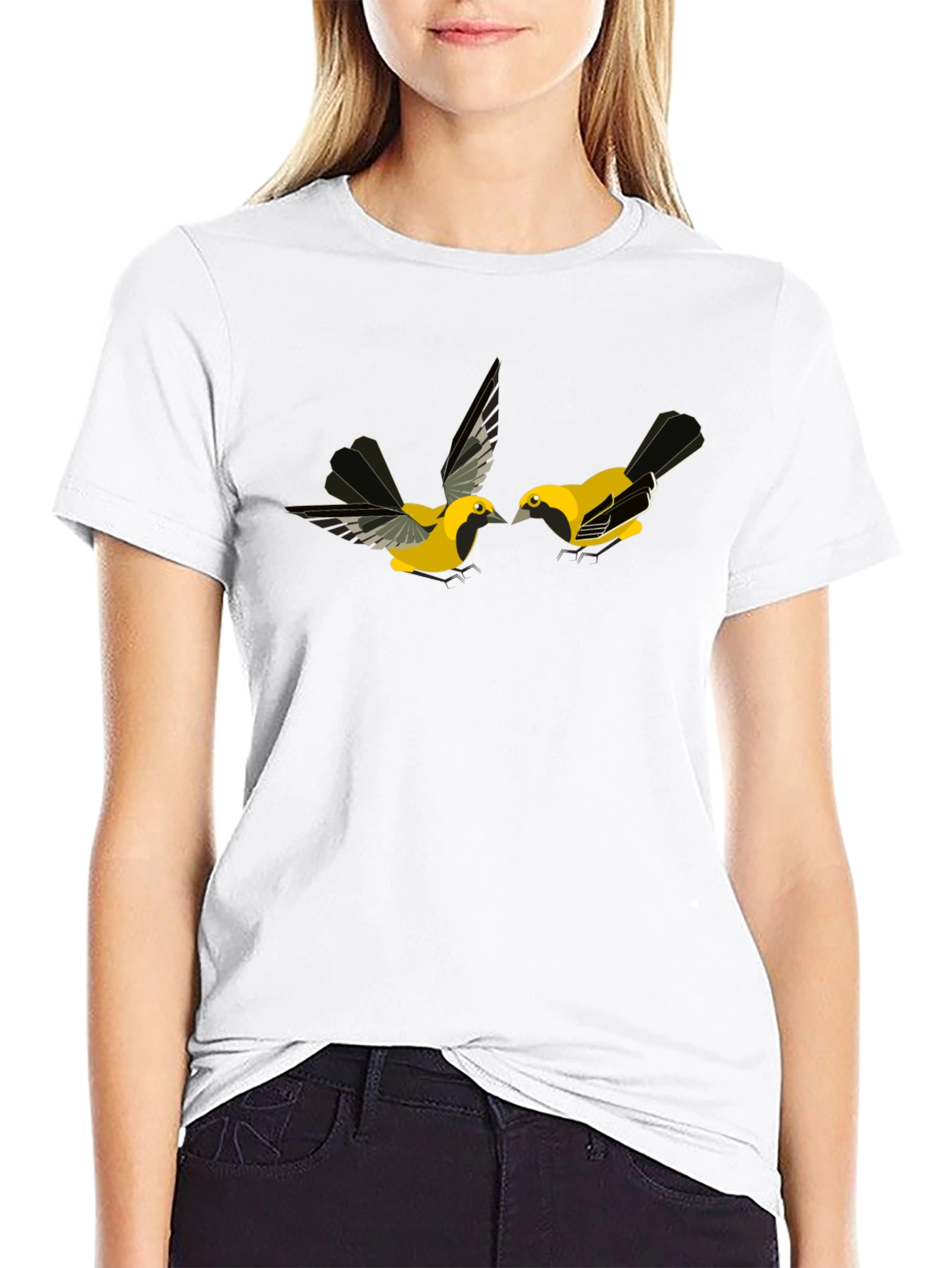 Black T-Shirt with Bird Design