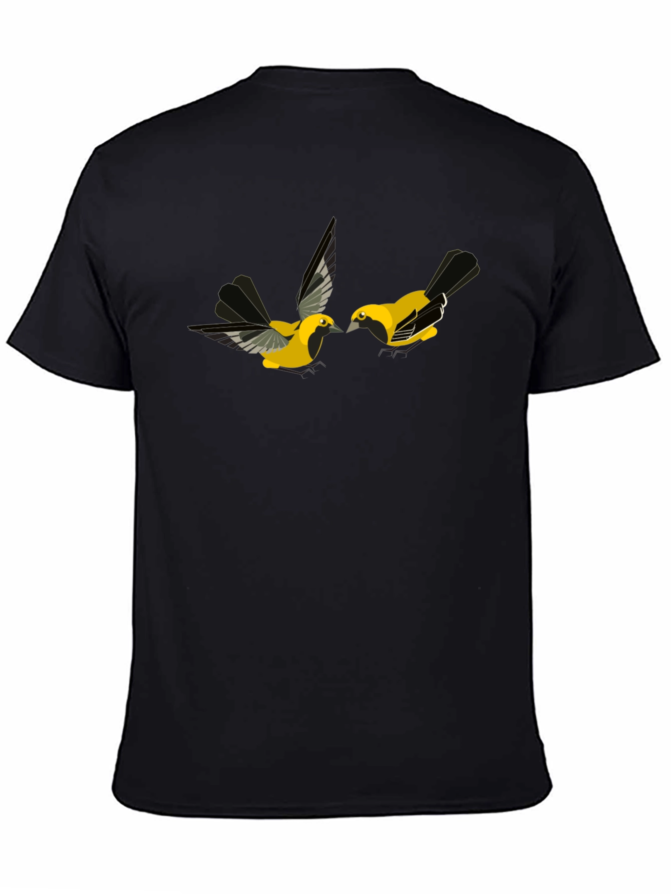 Black T-Shirt with Bird Design