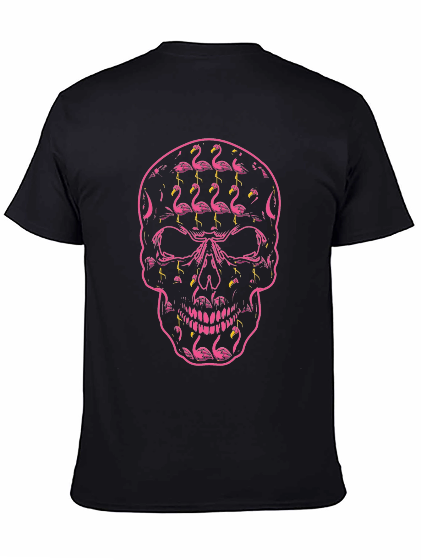 Flamingo Skull Graphic Tee - Black T-Shirt