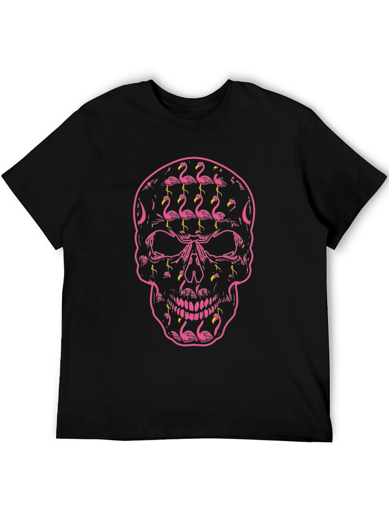 Flamingo Skull Graphic Tee - Black T-Shirt
