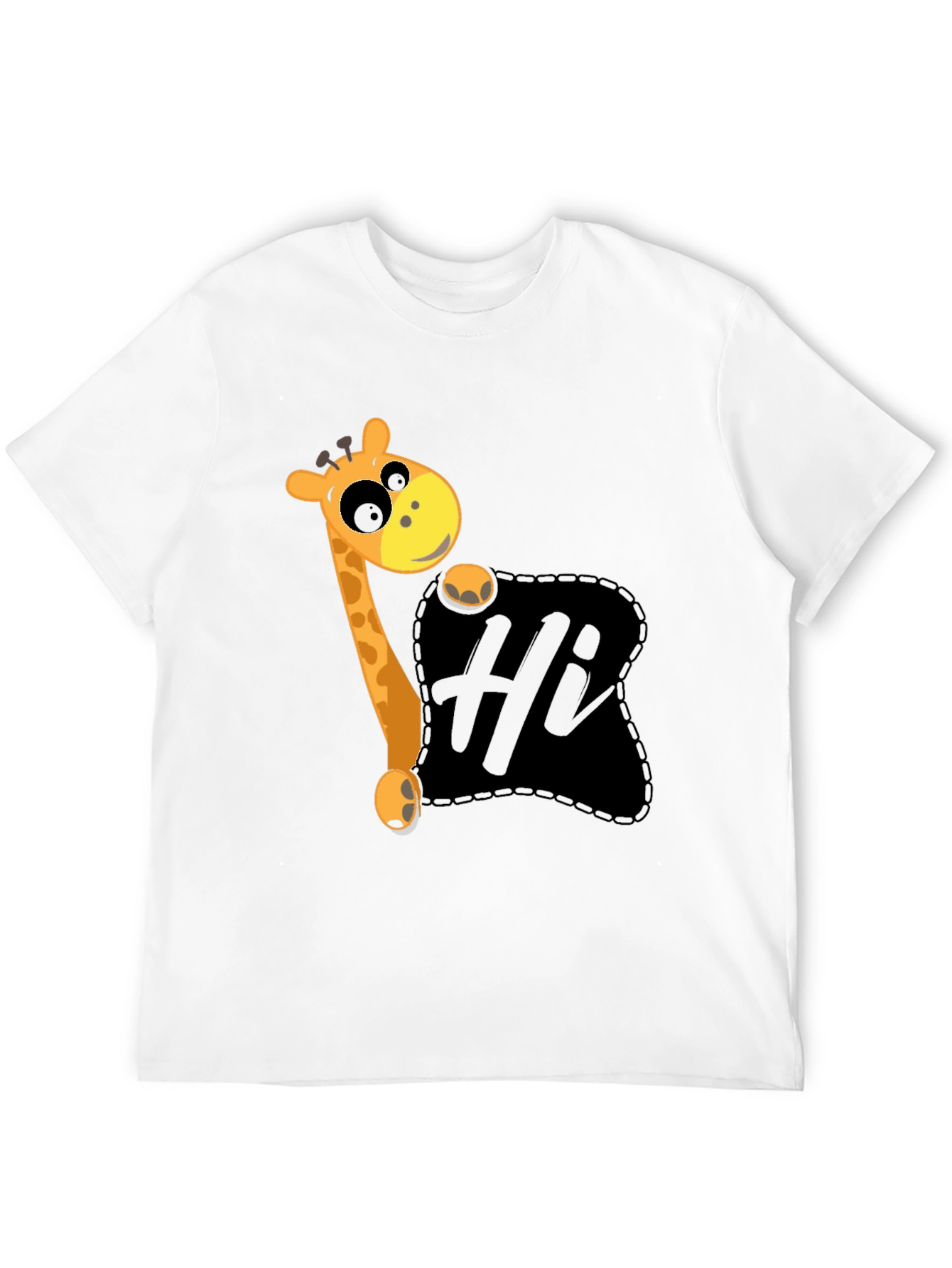 Cute Giraffe Hi Graphic Black T-Shirt
