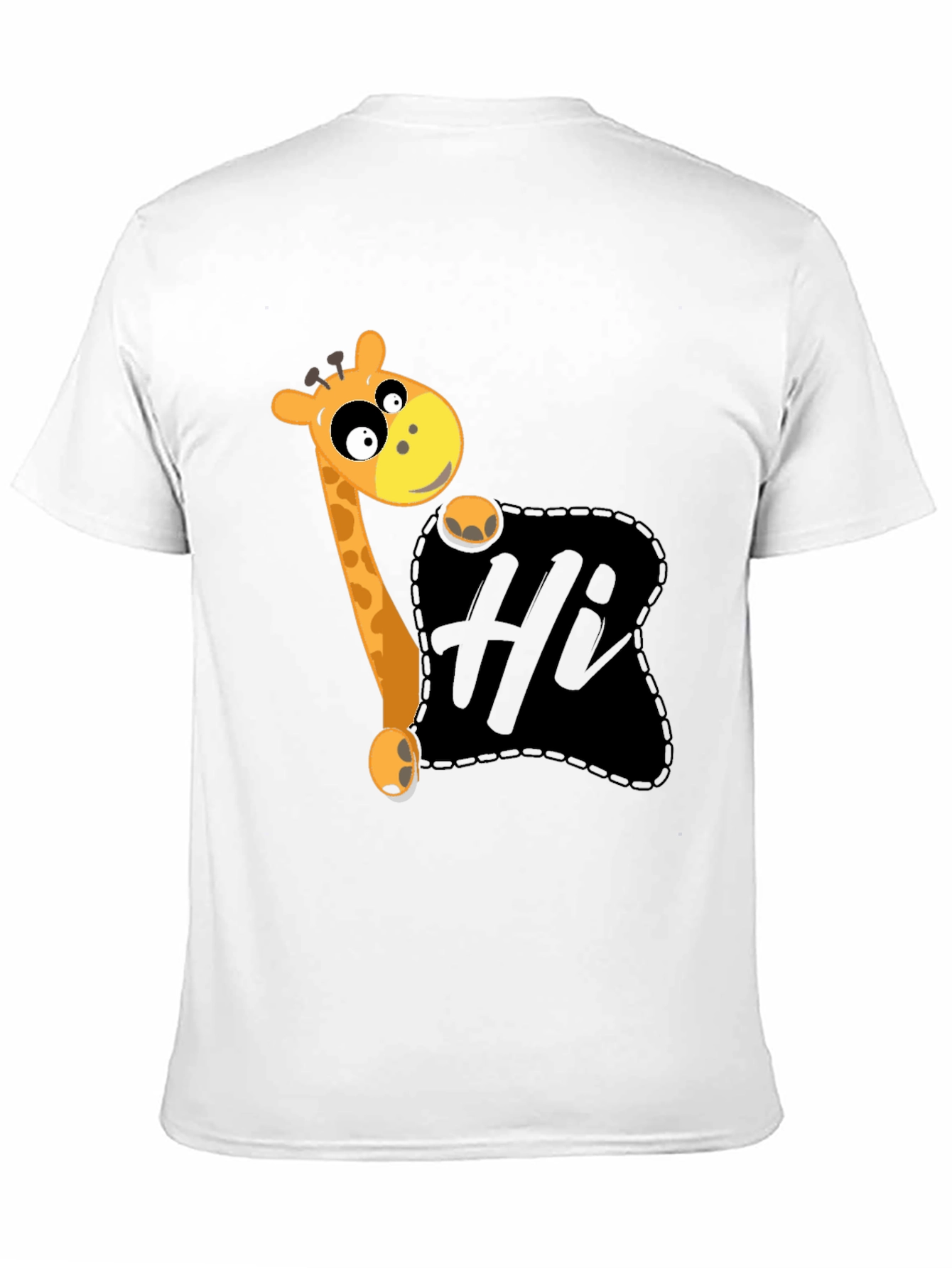 Cute Giraffe Hi Graphic Black T-Shirt