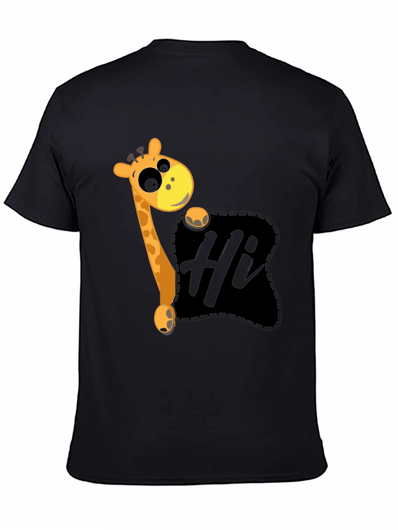 Cute Giraffe Hi Graphic Black T-Shirt