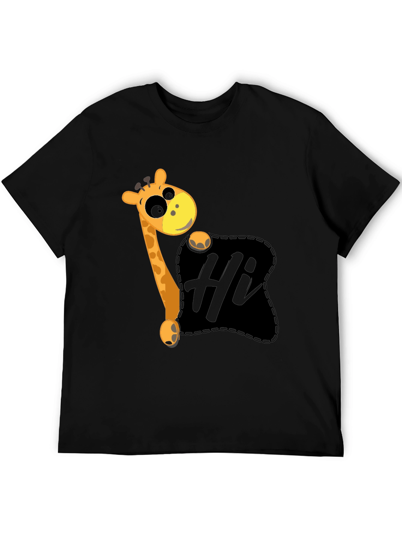 Cute Giraffe Hi Graphic Black T-Shirt