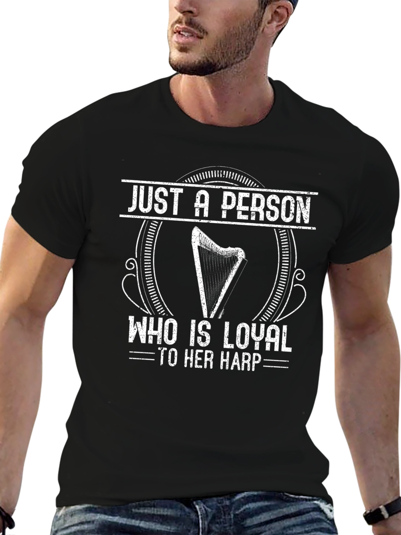 Loyal Harp Player Black T-Shirt