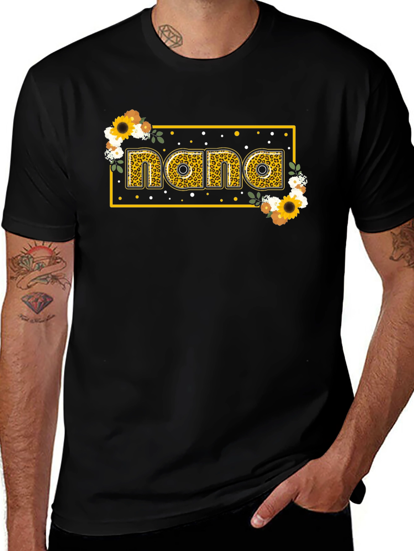Nana Floral Graphic T-Shirt - Black