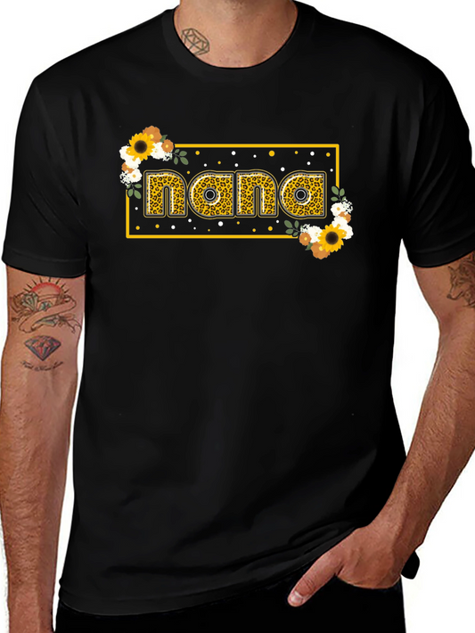 Nana Floral Graphic T-Shirt - Black