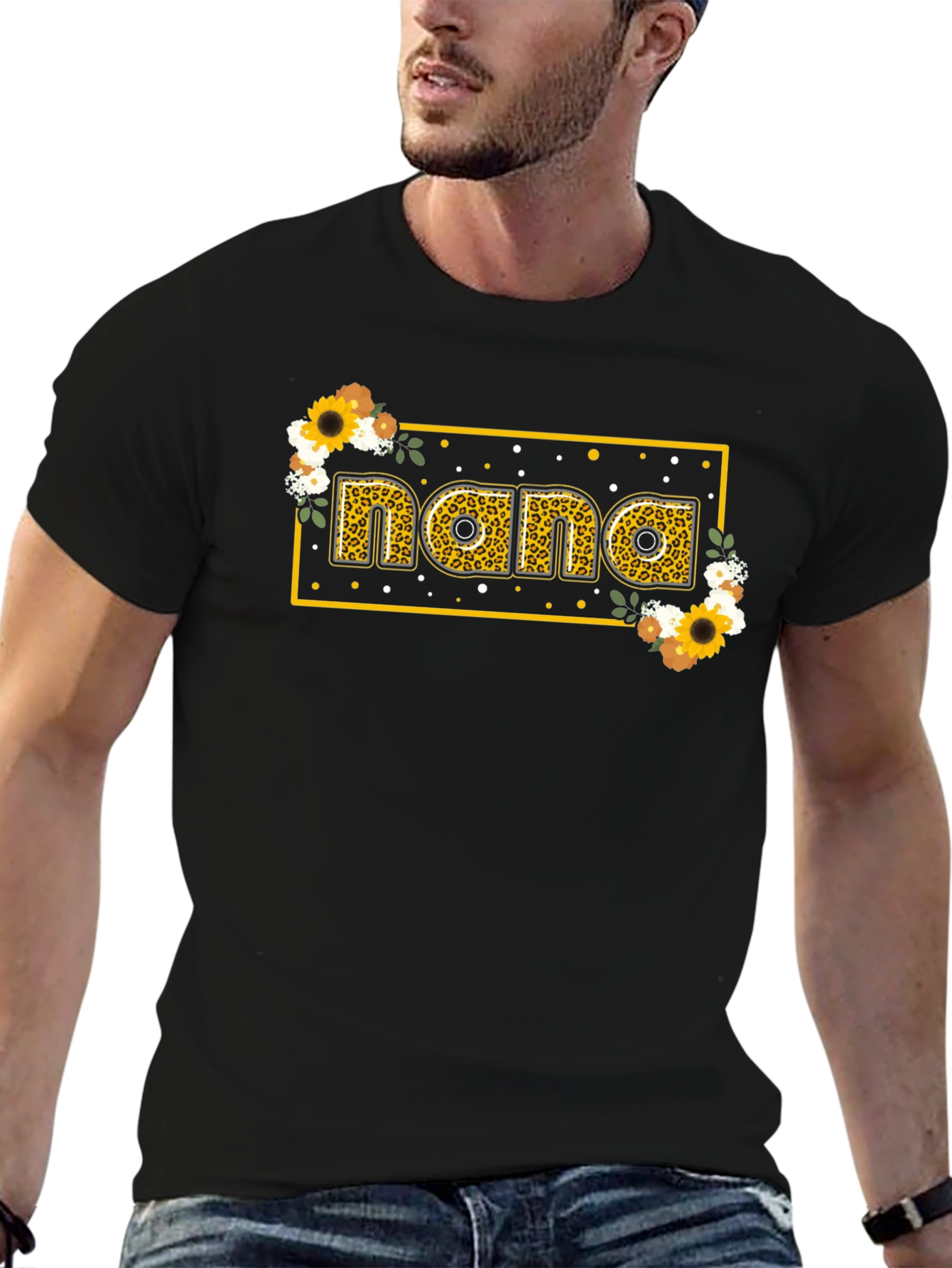 Nana Floral Graphic T-Shirt - Black