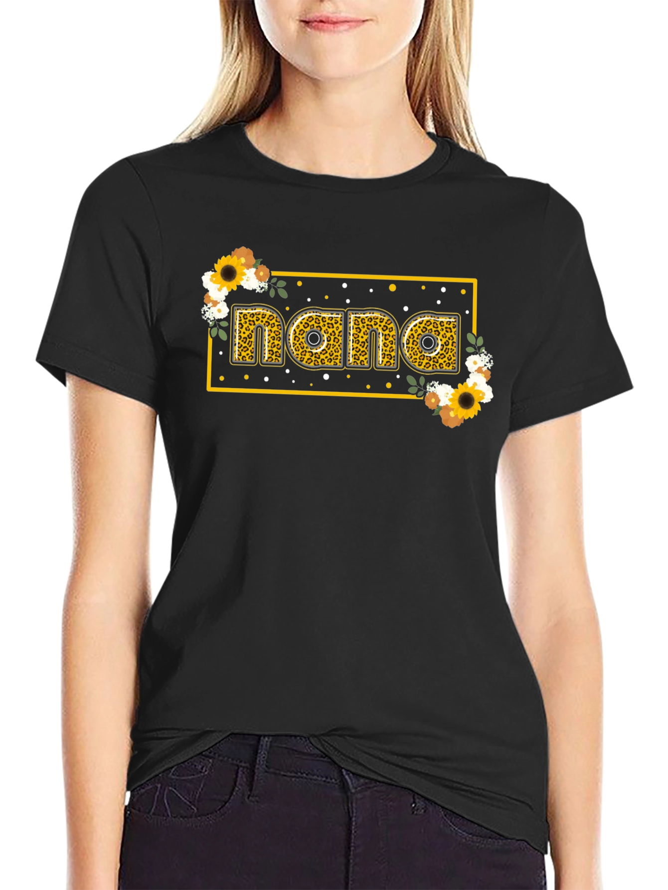 Nana Floral Graphic T-Shirt - Black