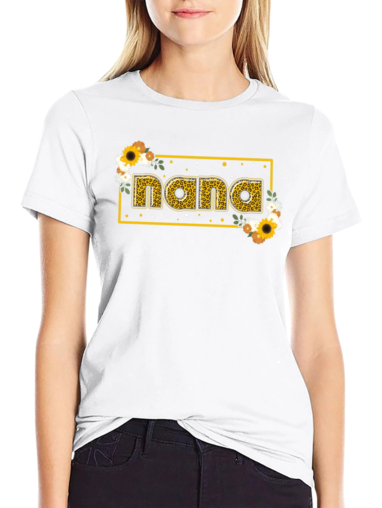 Nana Floral Graphic T-Shirt - Black