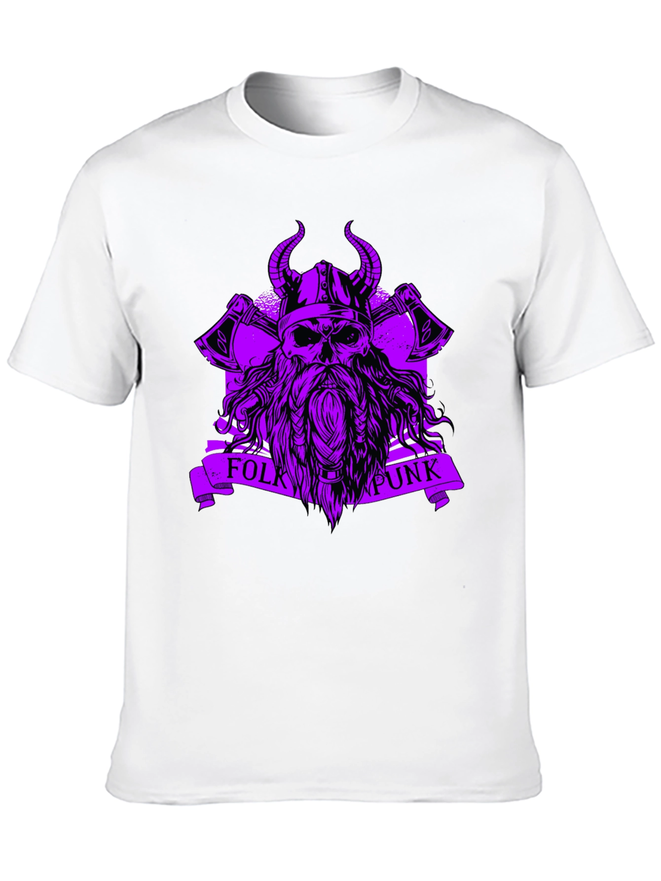 Folk Punk Viking Skull Black T-Shirt