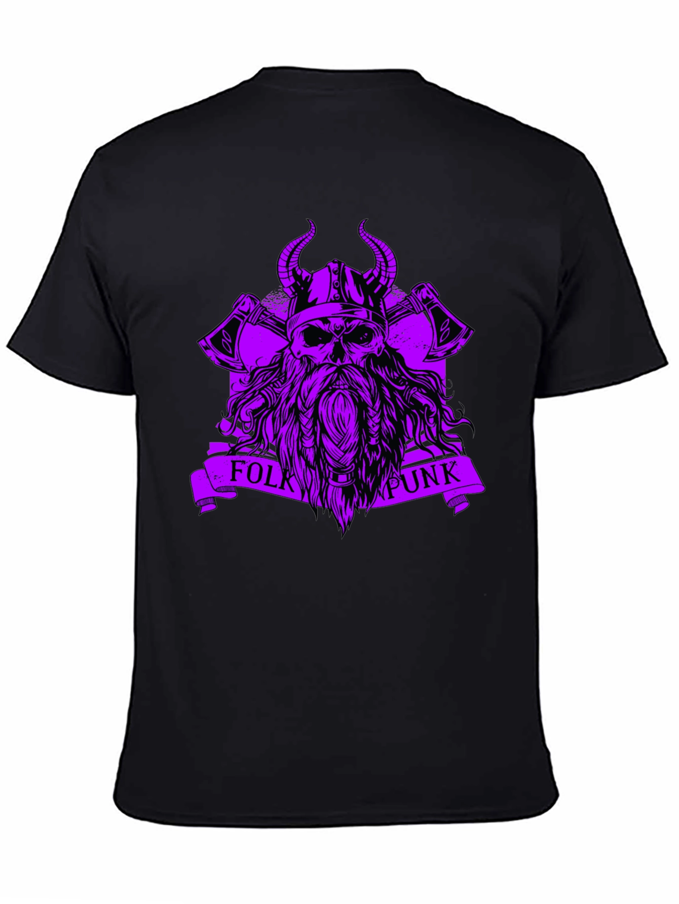 Folk Punk Viking Skull Black T-Shirt