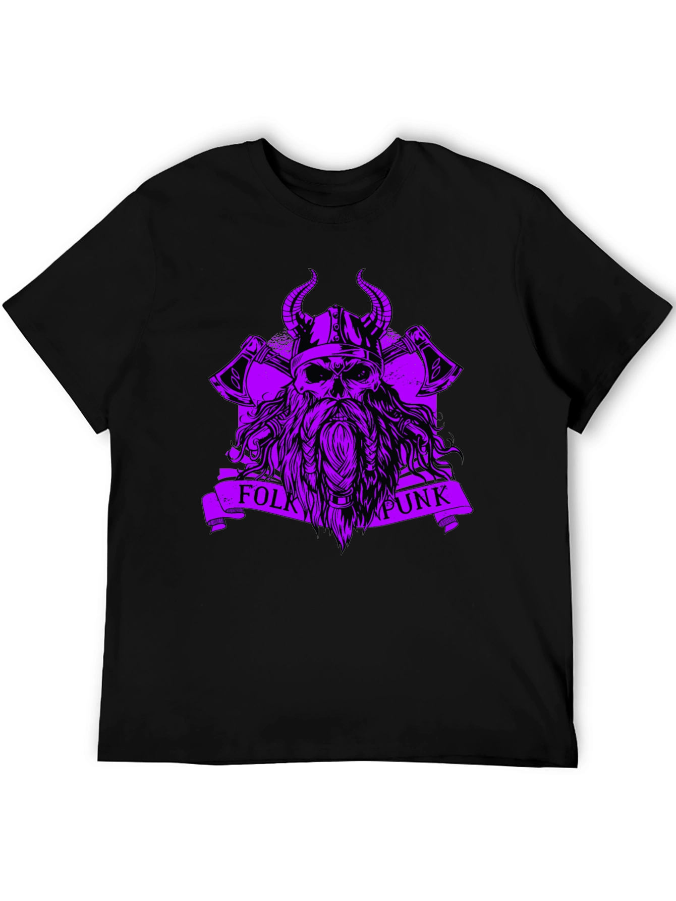 Folk Punk Viking Skull Black T-Shirt