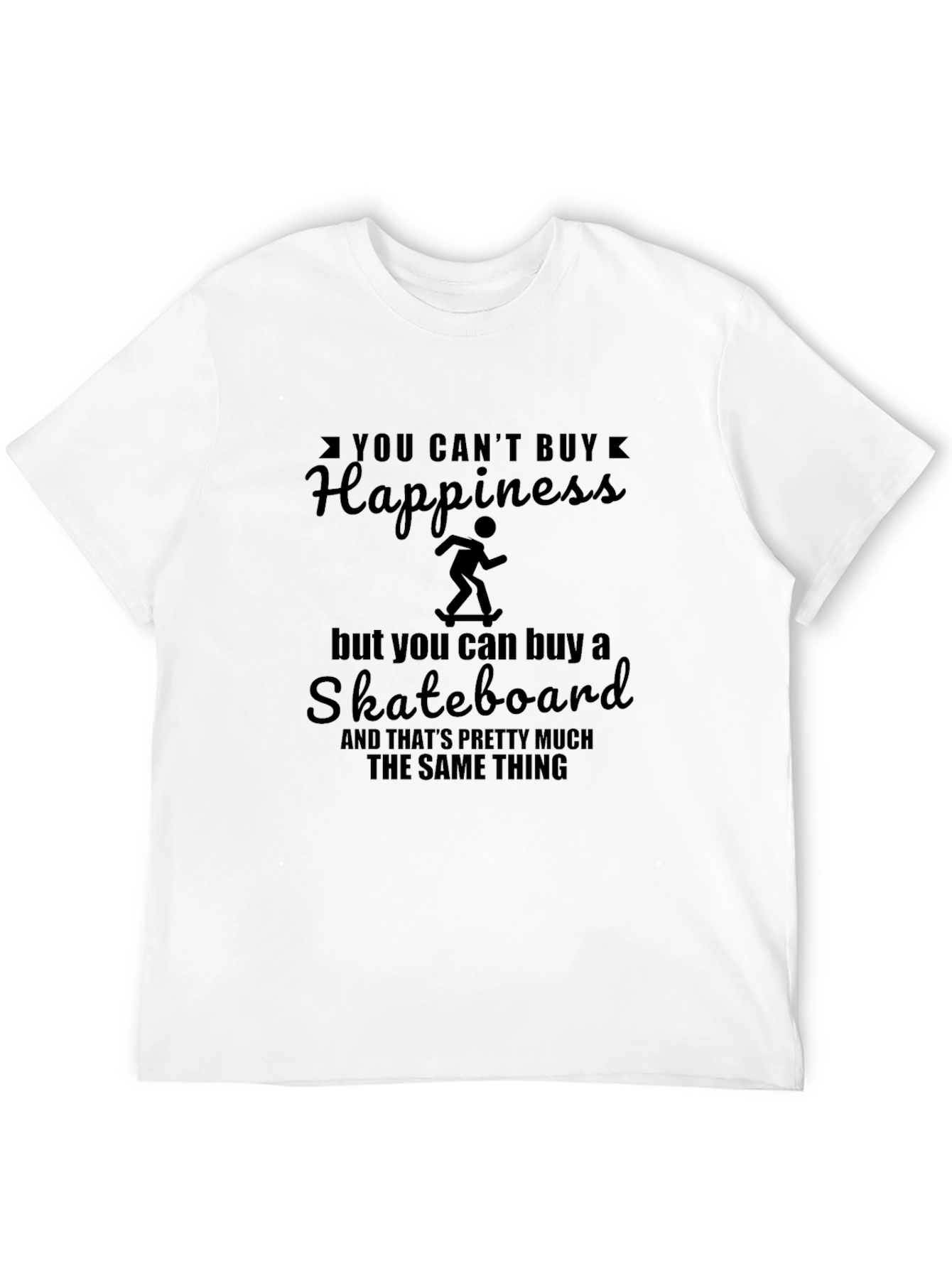 Happiness & Skateboard Black T-Shirt