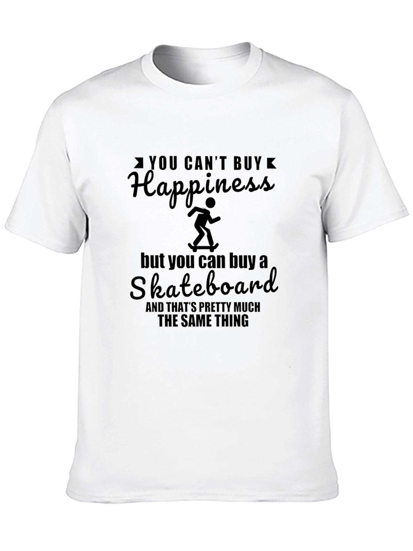 Happiness & Skateboard Black T-Shirt