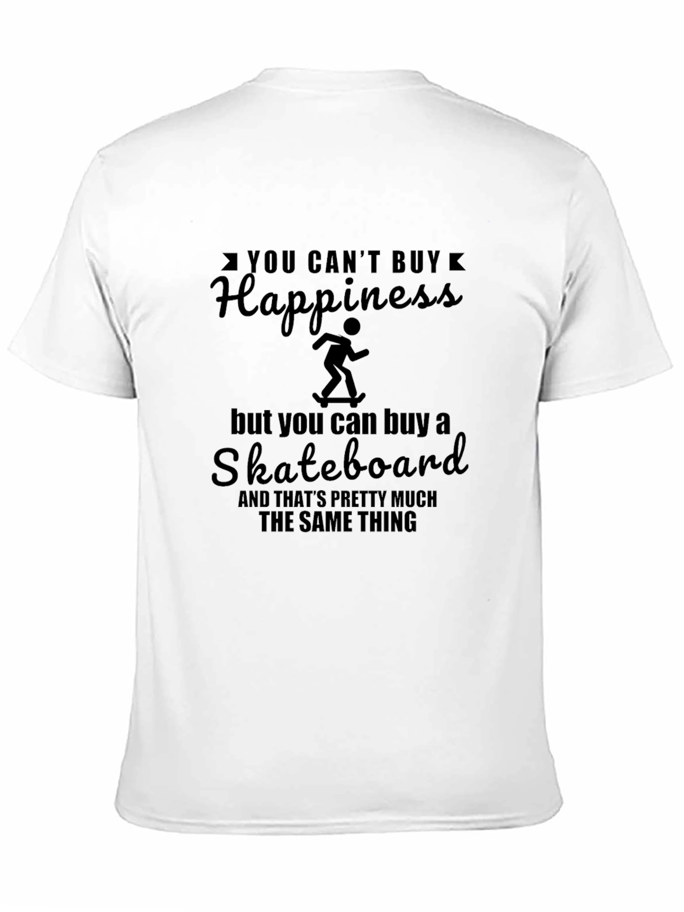 Happiness & Skateboard Black T-Shirt