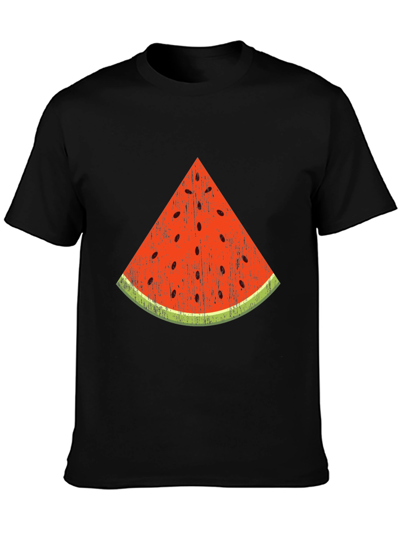 Fun Watermelon Slice Graphic Tee - Black Cotton T-Shirt