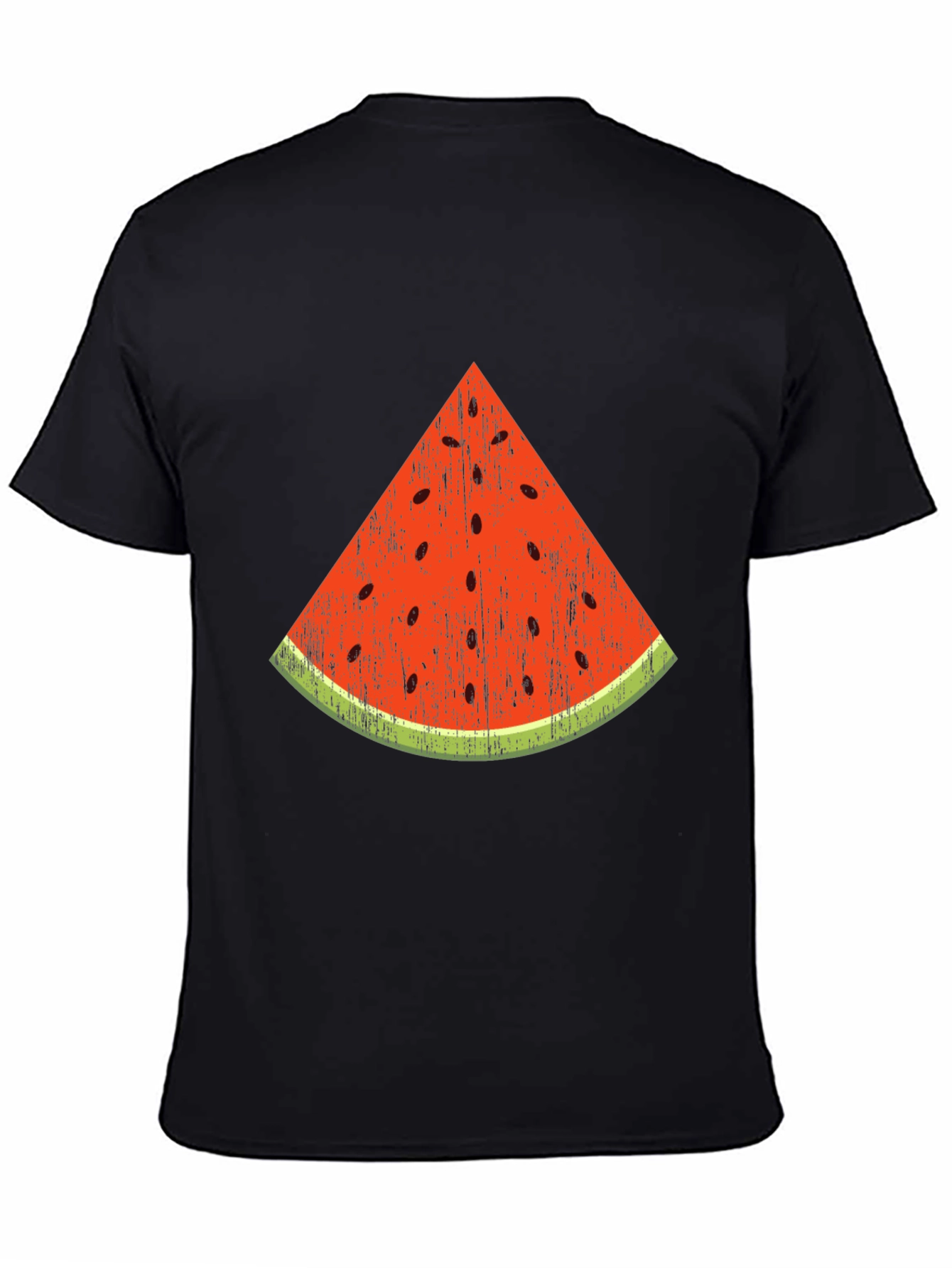 Fun Watermelon Slice Graphic Tee - Black Cotton T-Shirt