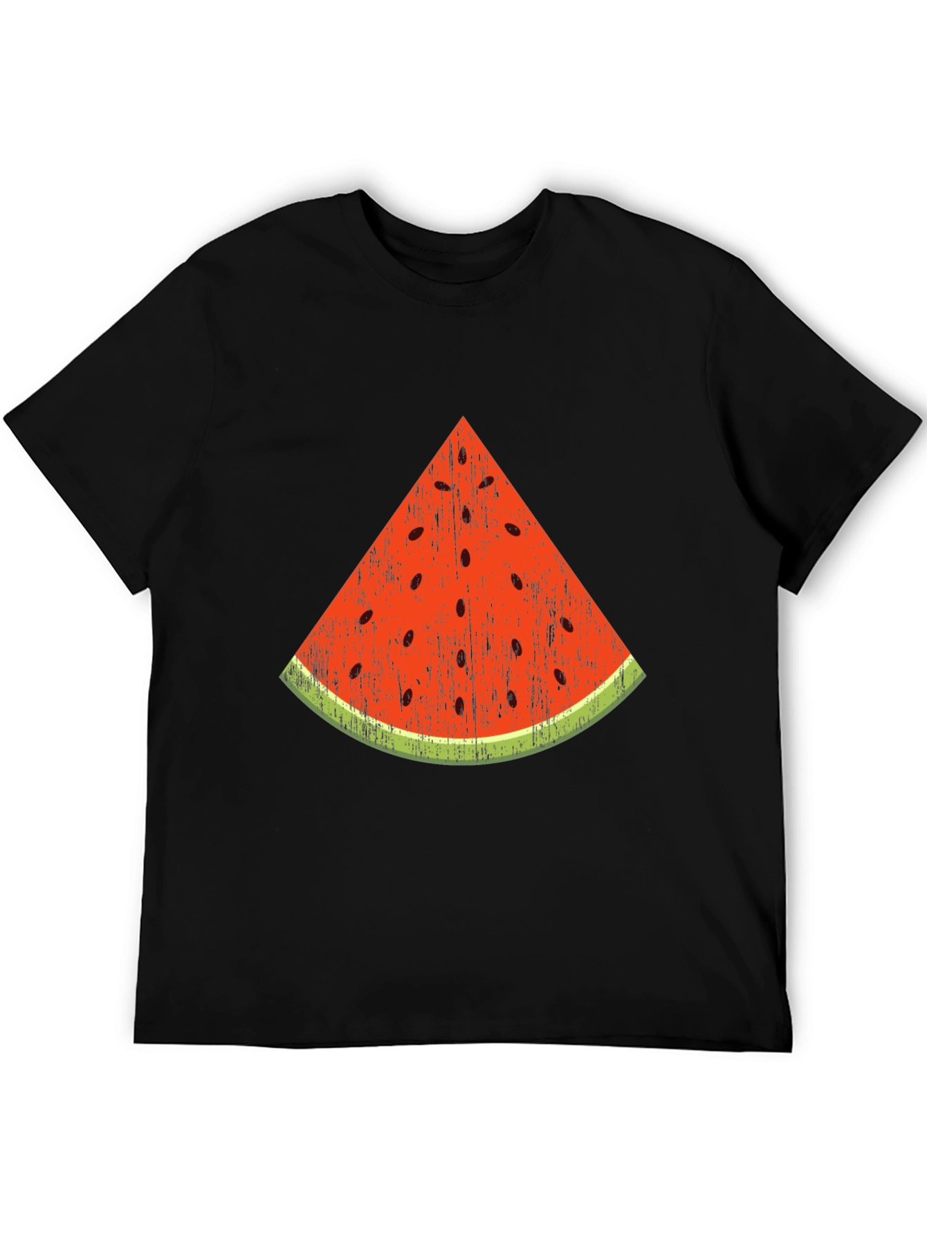 Fun Watermelon Slice Graphic Tee - Black Cotton T-Shirt