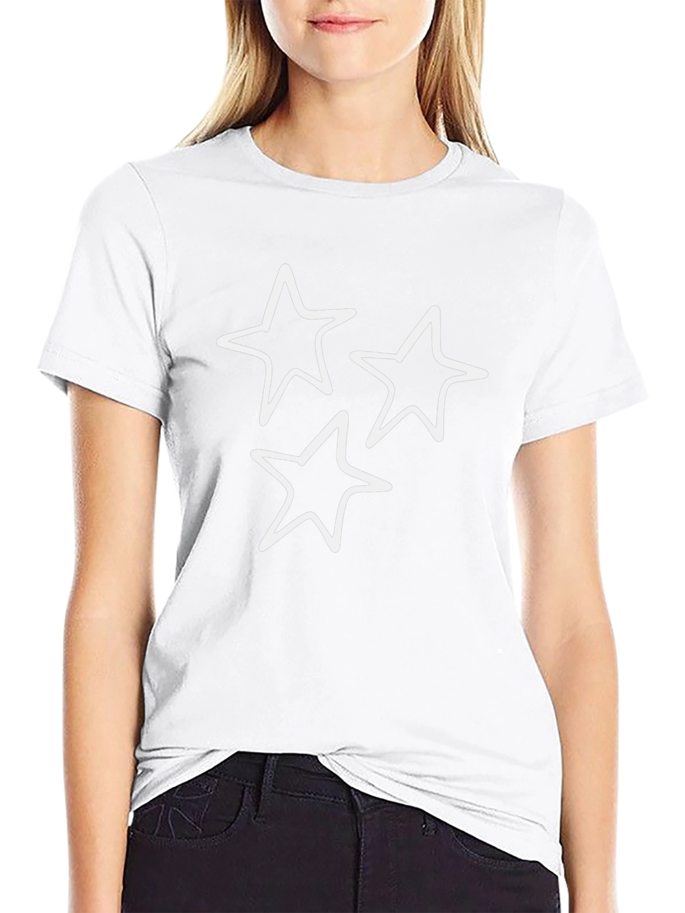 Black T-Shirt with White Star Design