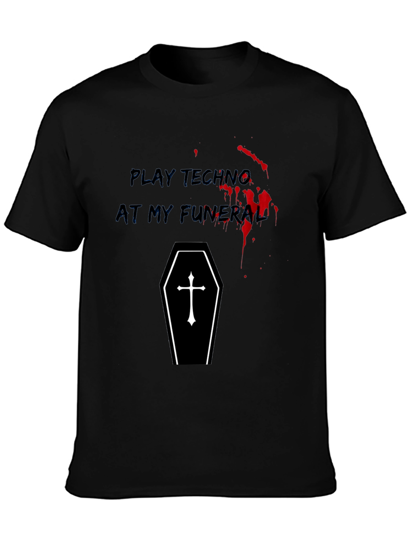 Play Techno At My Funeral Black Graphic Tee