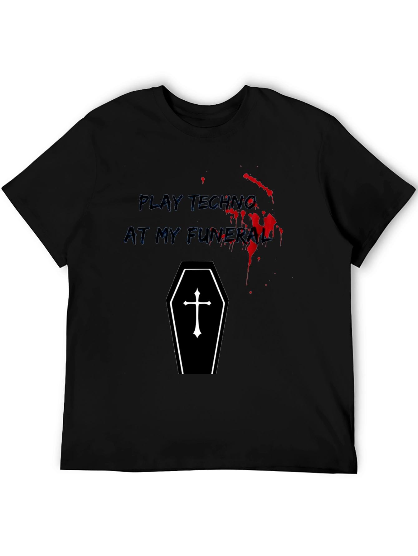 Play Techno At My Funeral Black Graphic Tee
