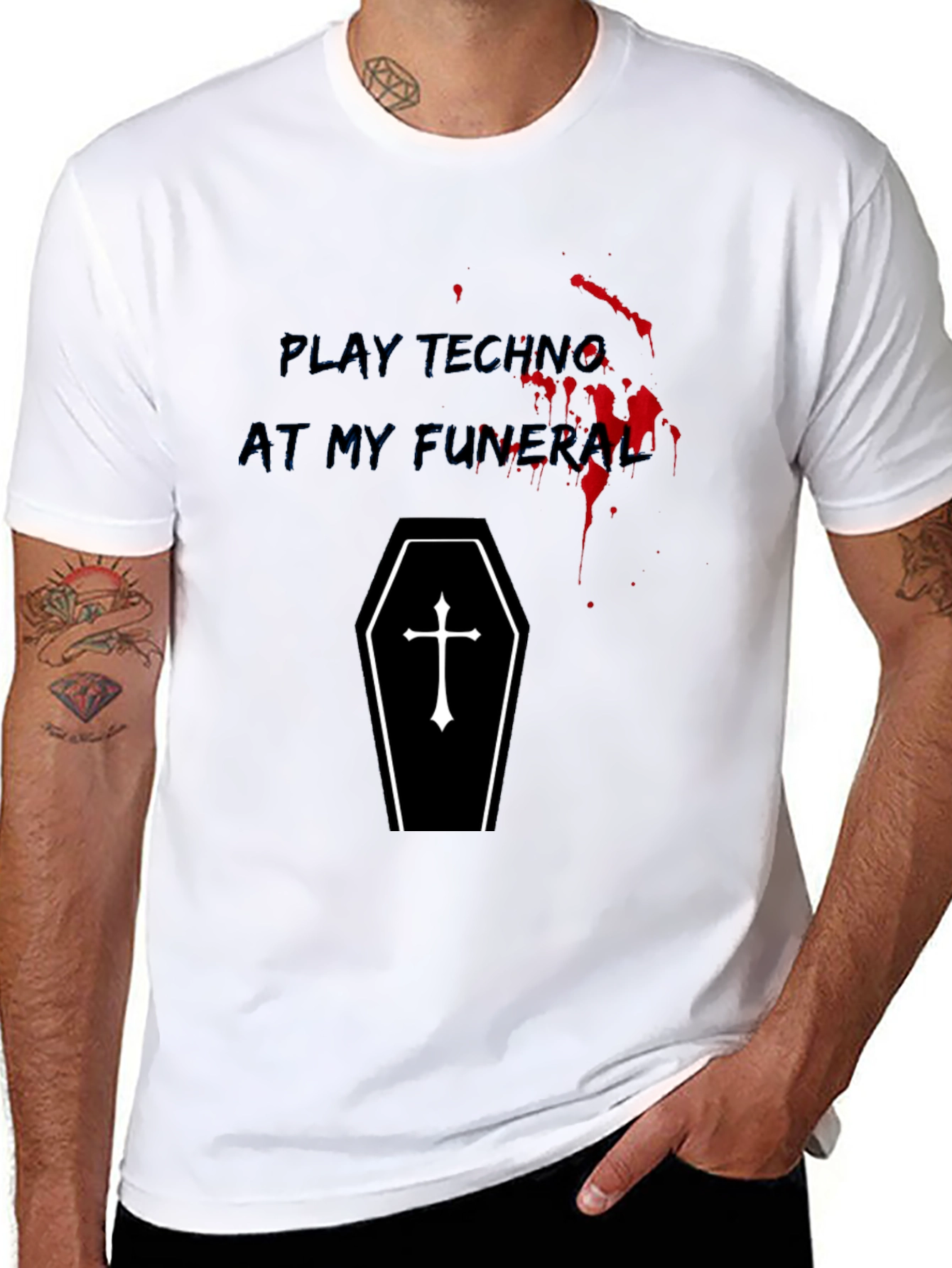 Play Techno At My Funeral Black Graphic Tee
